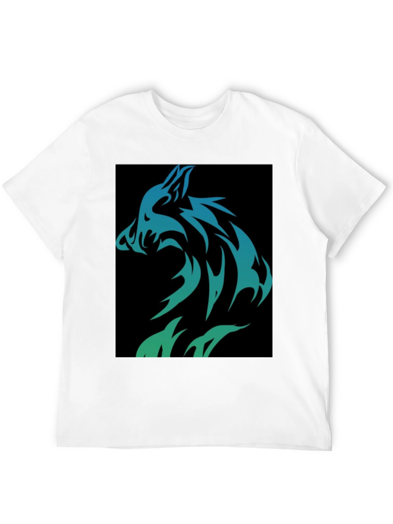 Wolf Tribal Design Black T-Shirt