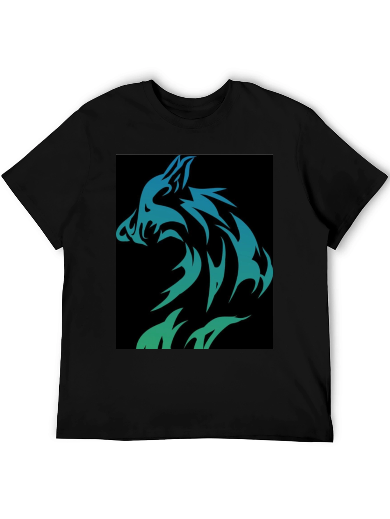 Wolf Tribal Design Black T-Shirt
