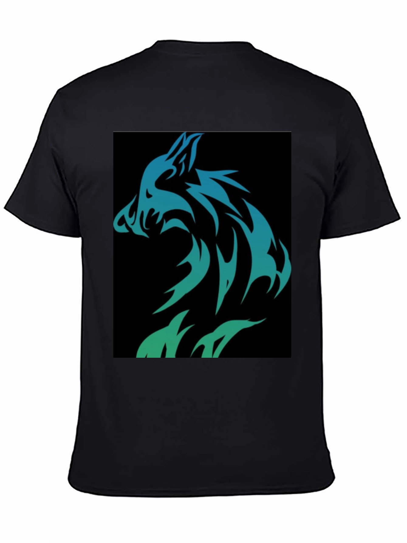 Wolf Tribal Design Black T-Shirt