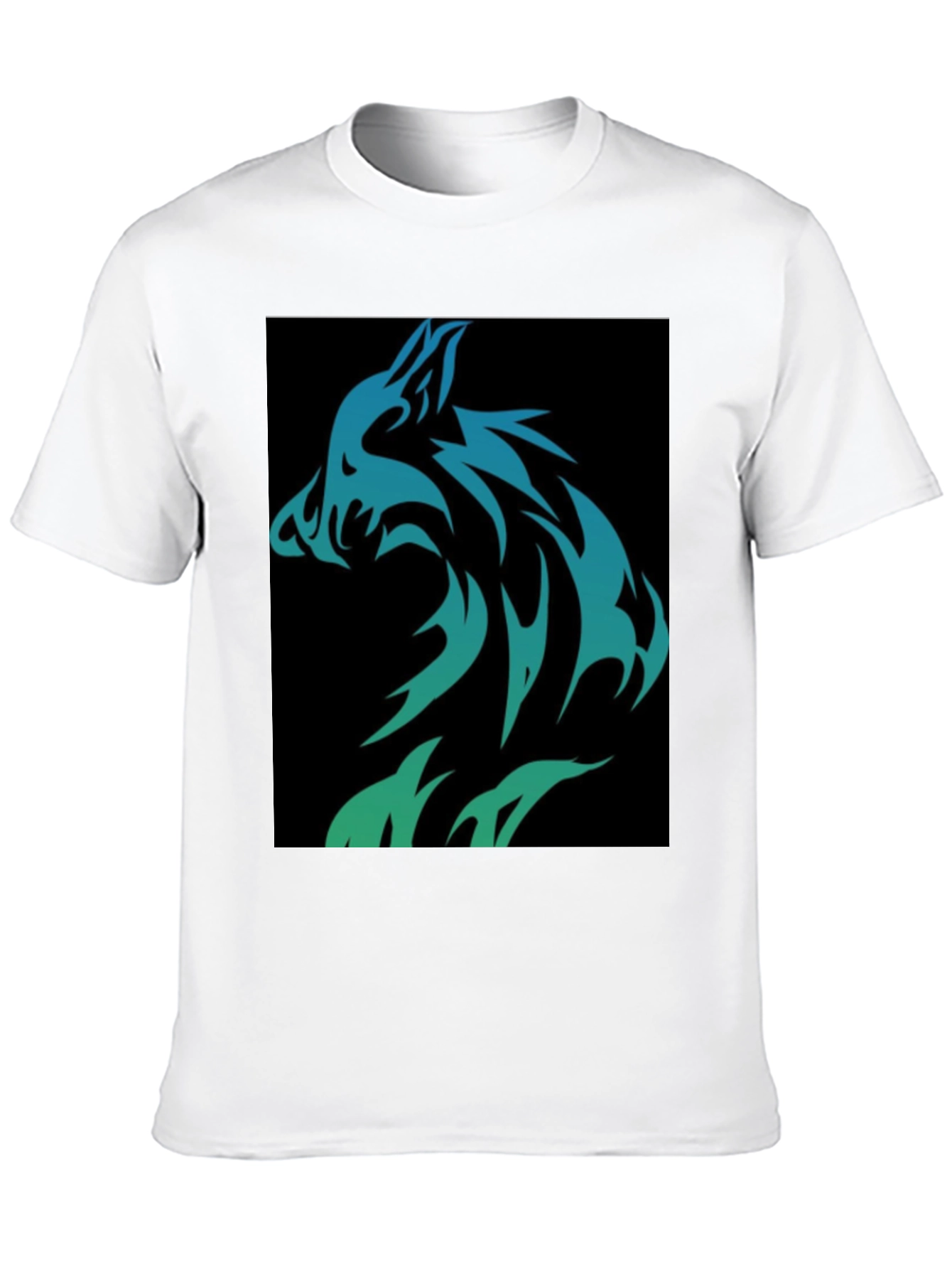 Wolf Tribal Design Black T-Shirt