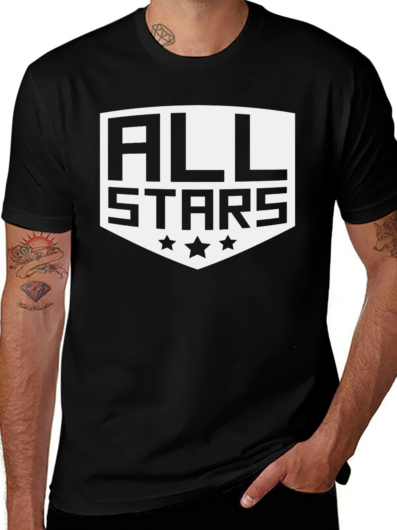 All Stars Graphic Print Black T-Shirt
