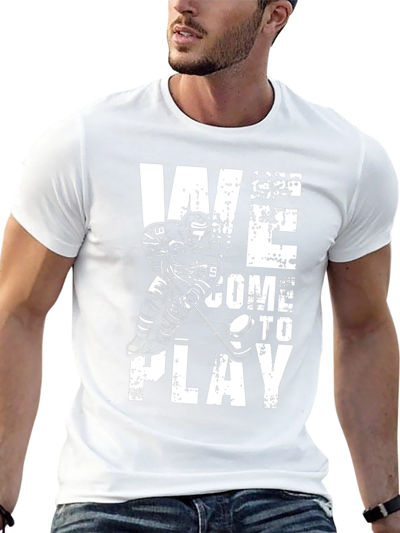 Hockey Player Graphic T-Shirt - We Come To Play