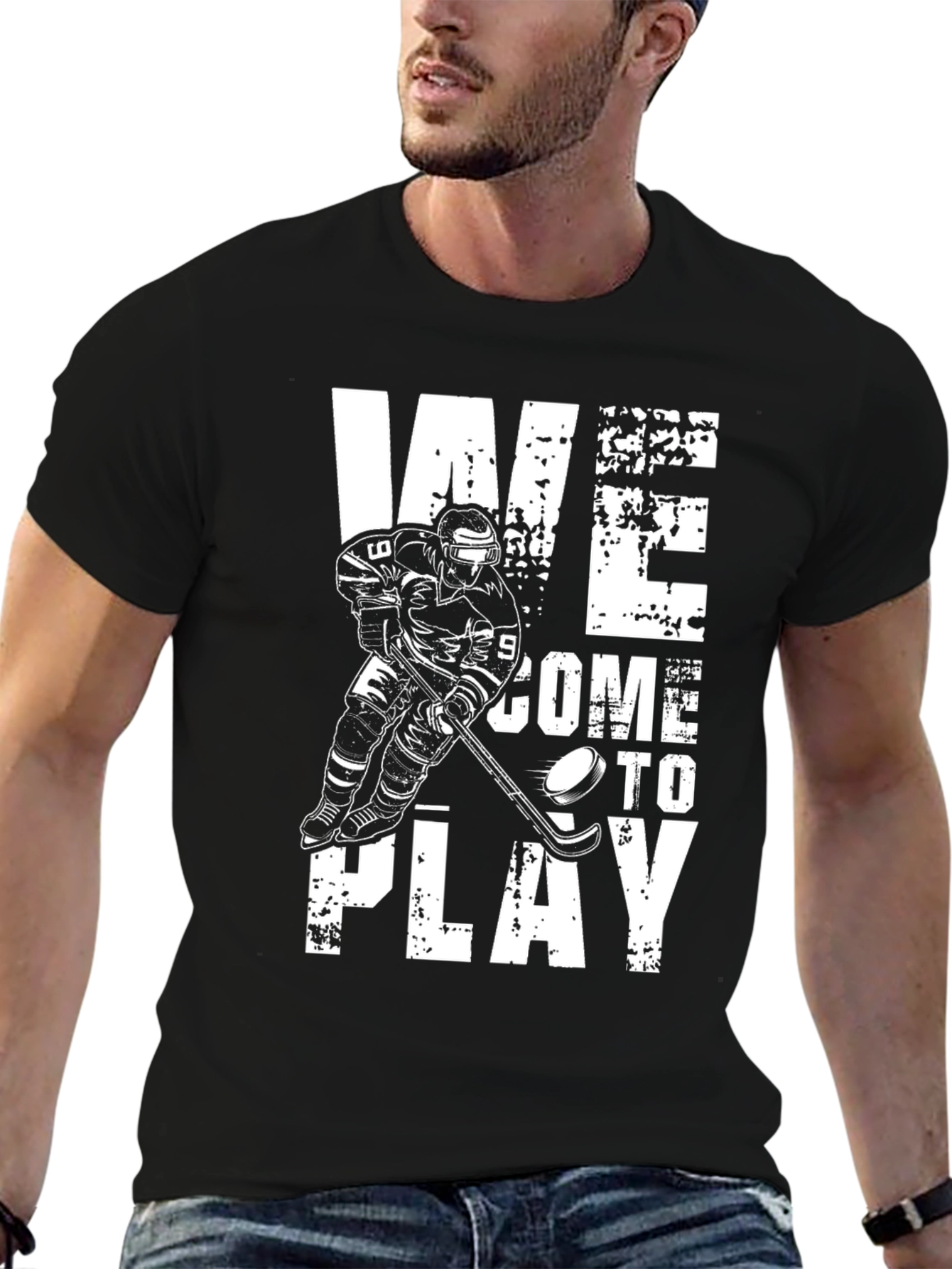 Hockey Player Graphic T-Shirt - We Come To Play