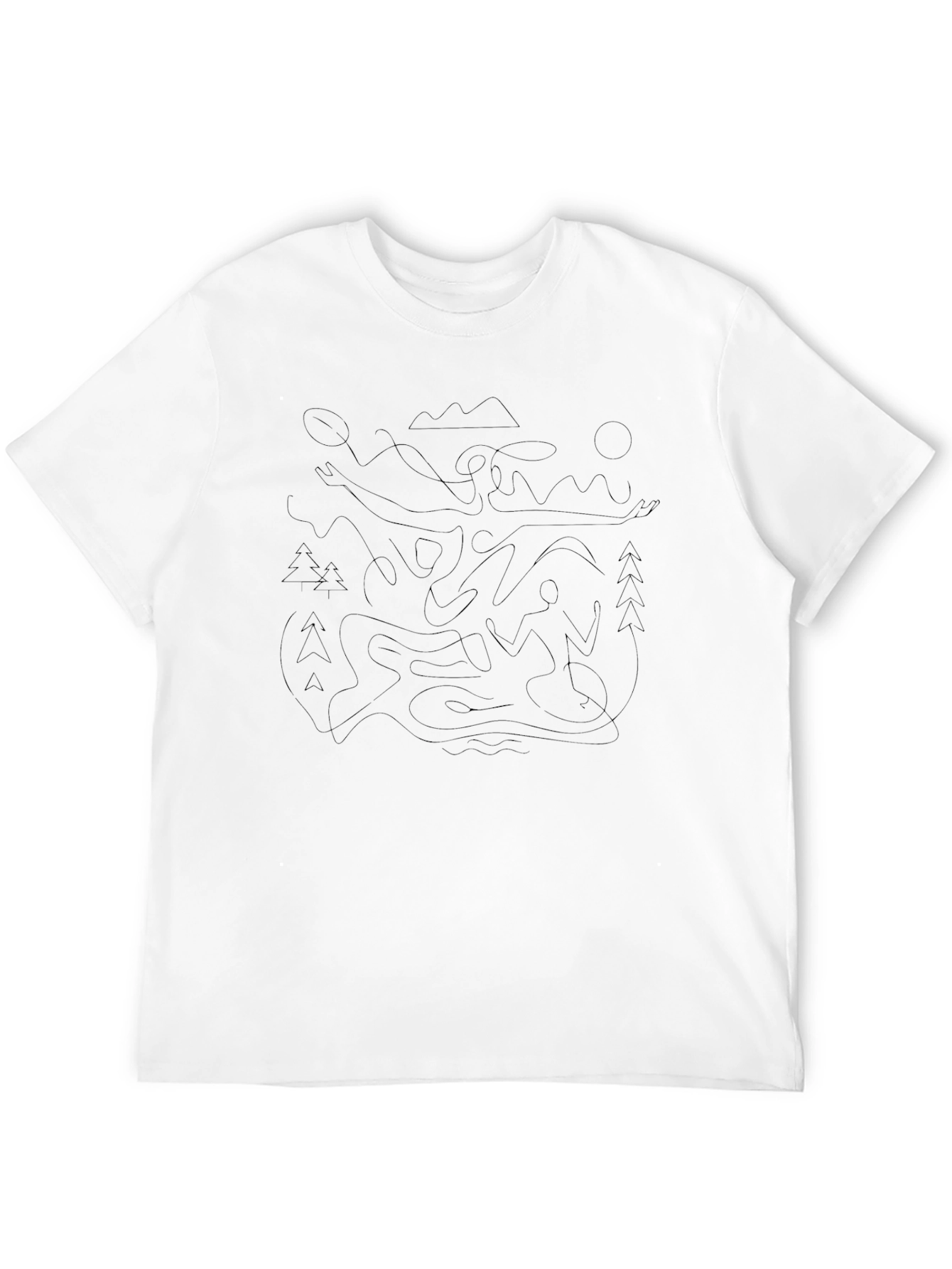 Abstract Line Art Black T-Shirt