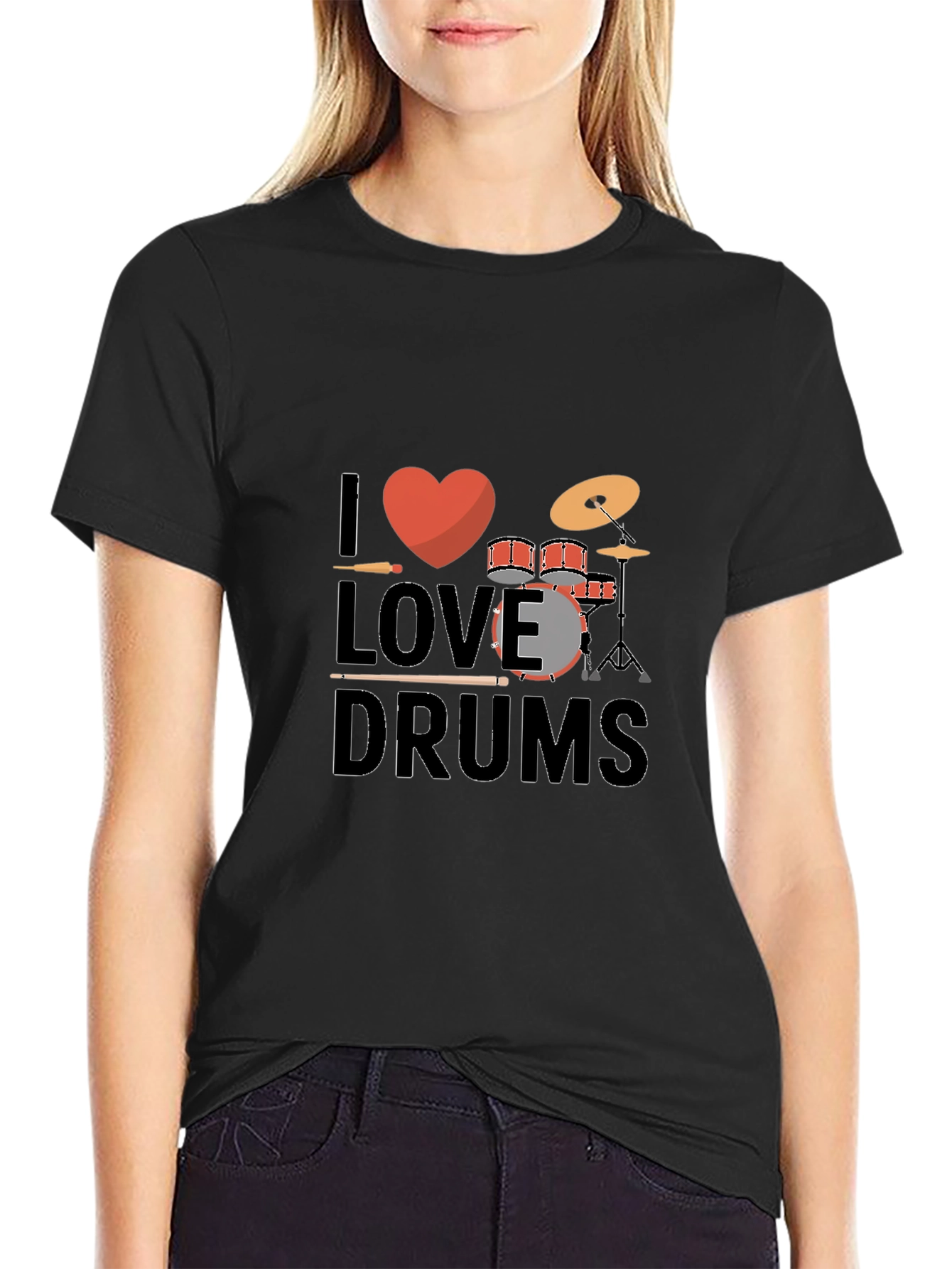I Love Drums Black Graphic Tee