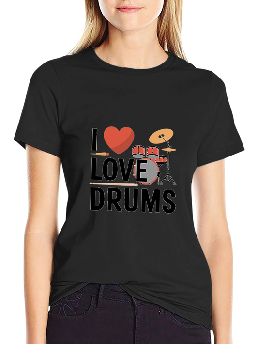 I Love Drums Black Graphic Tee