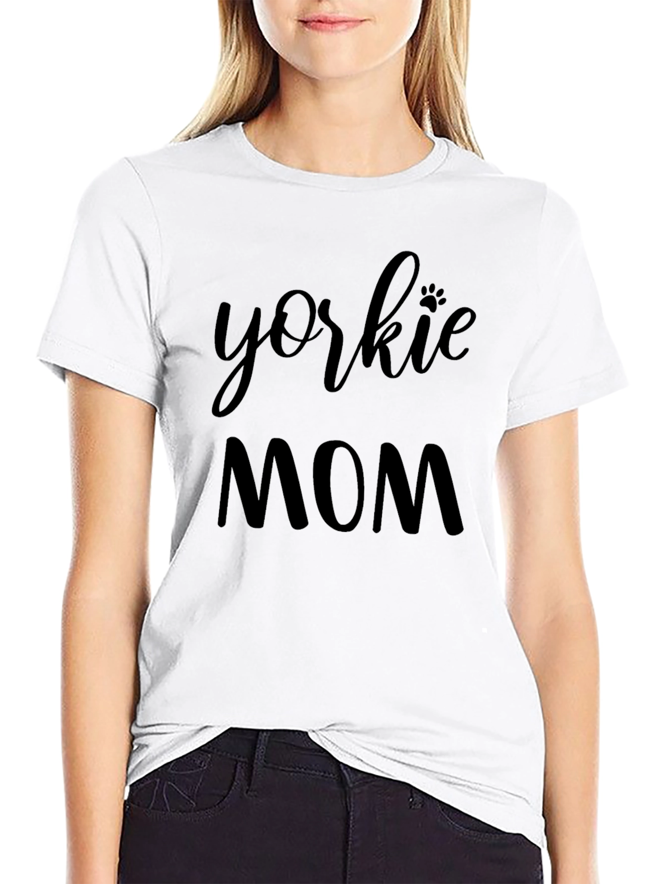 Yorkie Mom Black T-Shirt