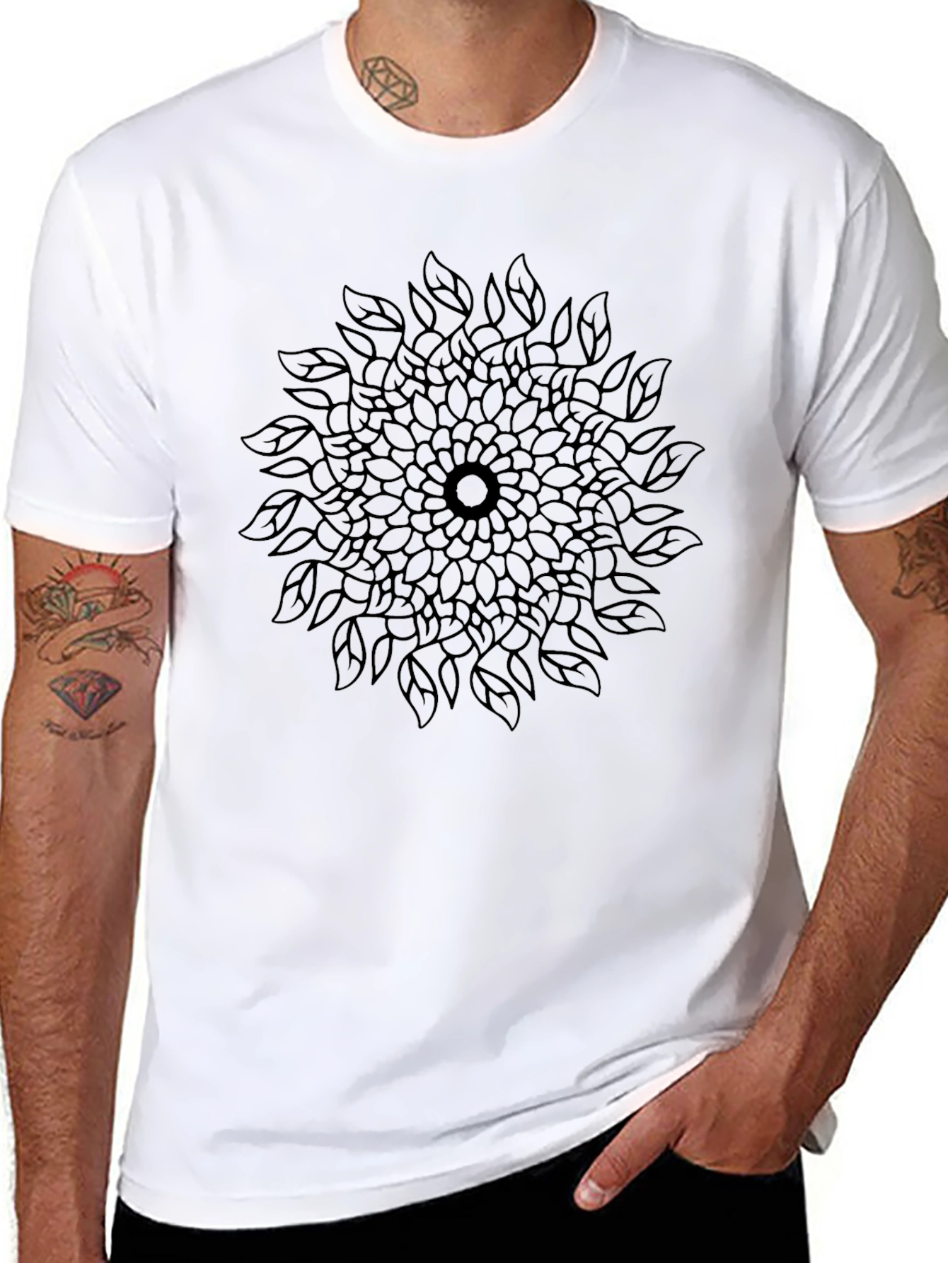 Black Floral Mandala Graphic T-Shirt