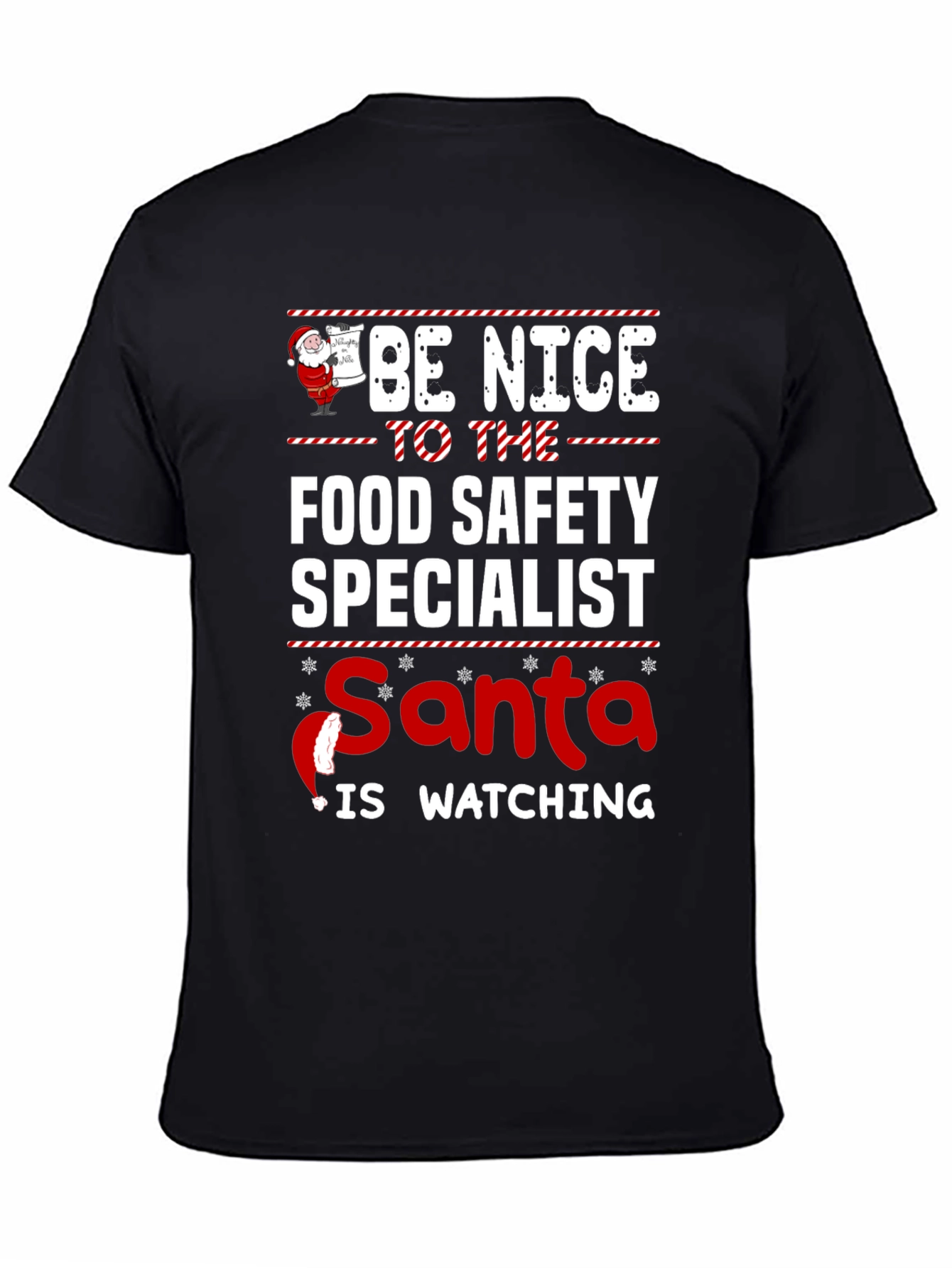 Food Safety Specialist Santa Watching Holiday T-Shirt