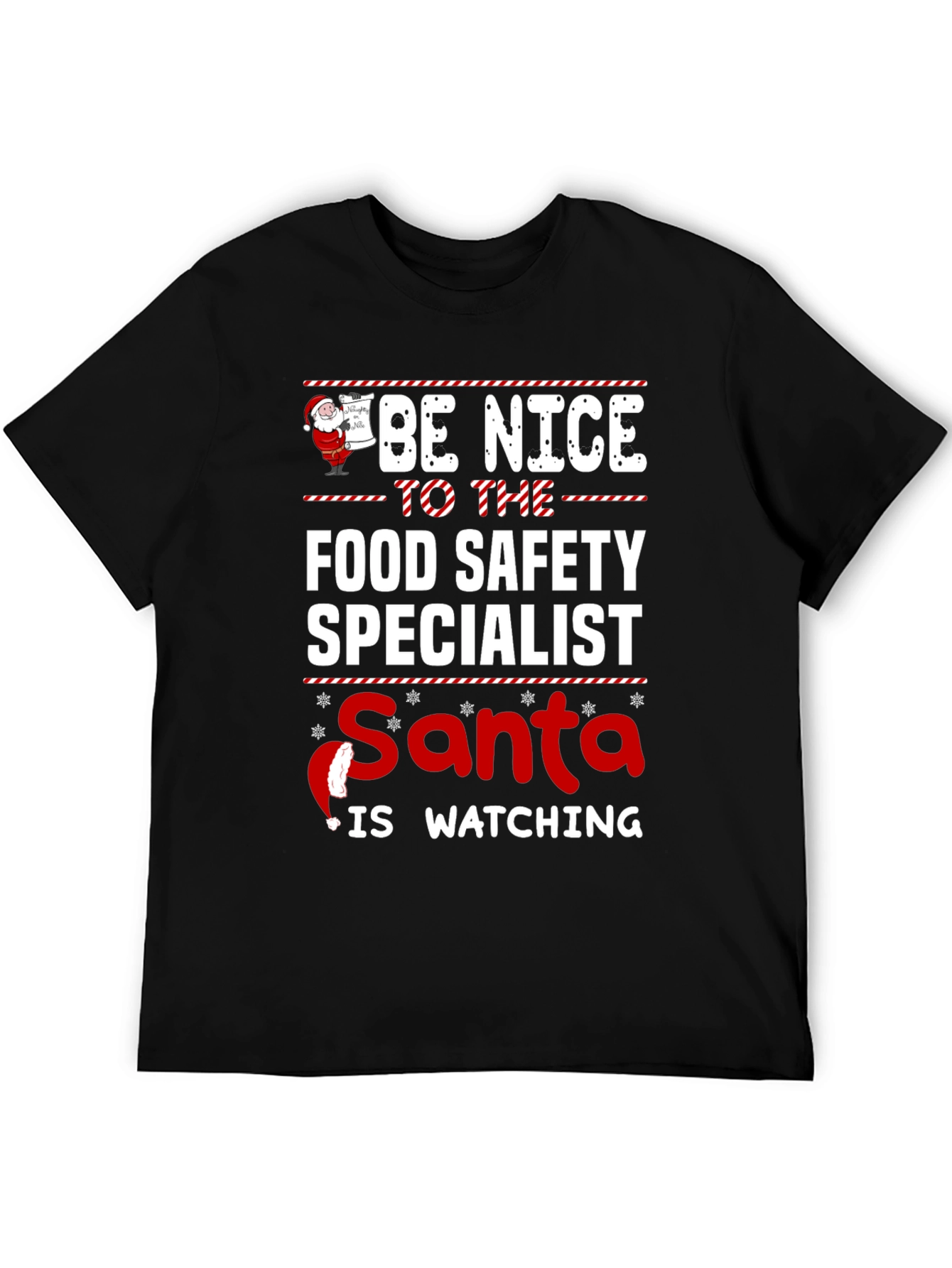 Food Safety Specialist Santa Watching Holiday T-Shirt