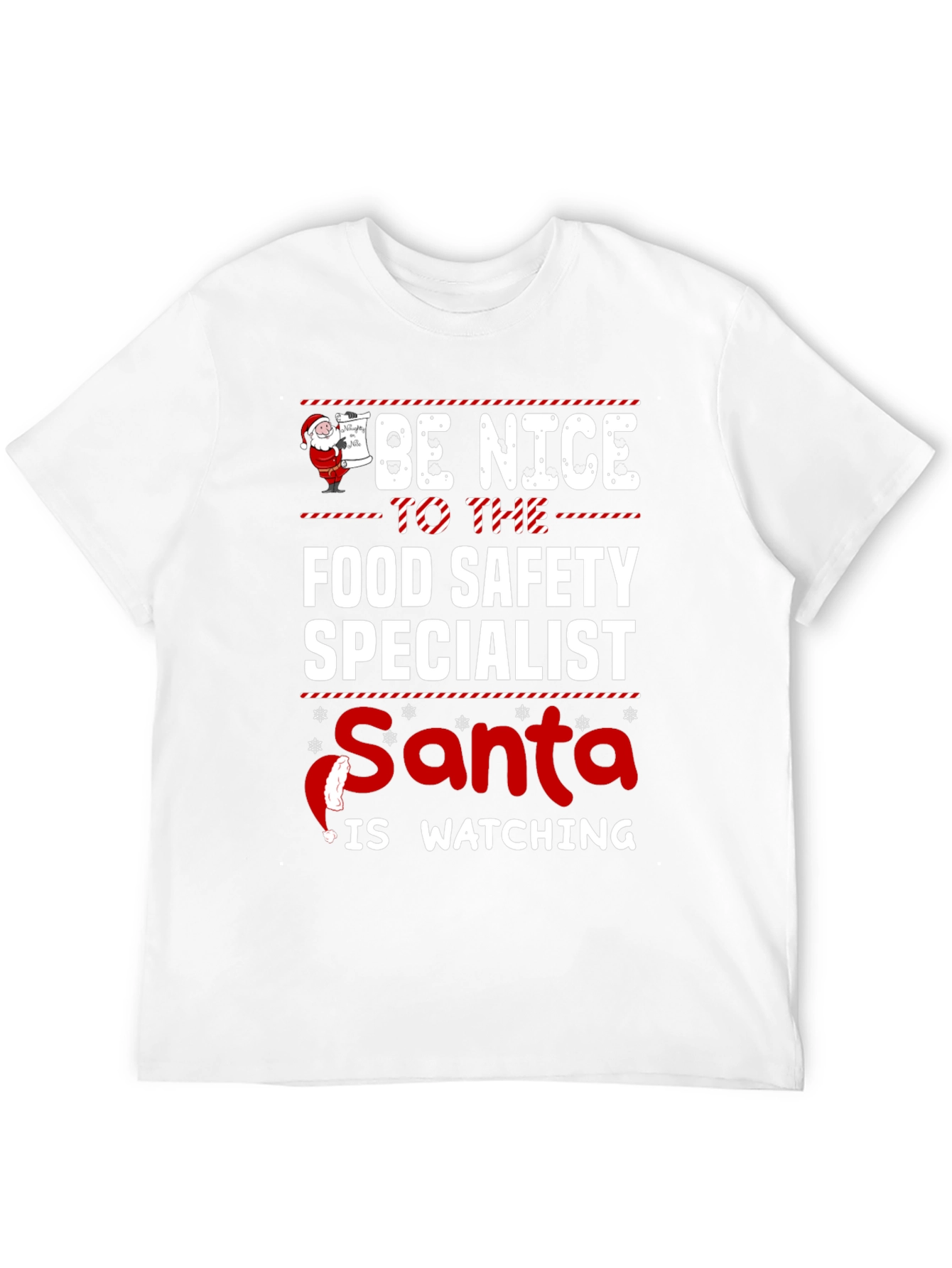Food Safety Specialist Santa Watching Holiday T-Shirt