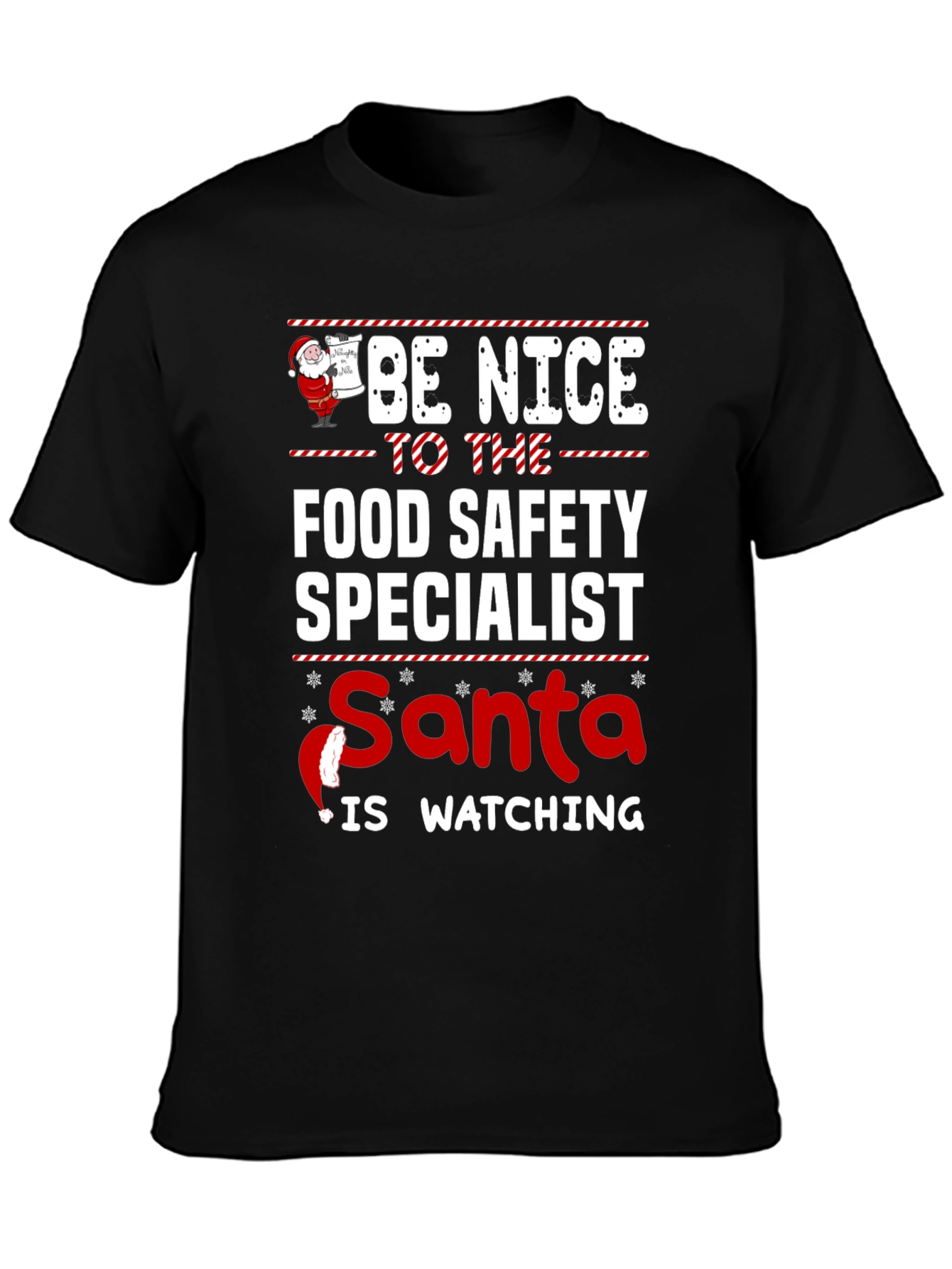 Food Safety Specialist Santa Watching Holiday T-Shirt