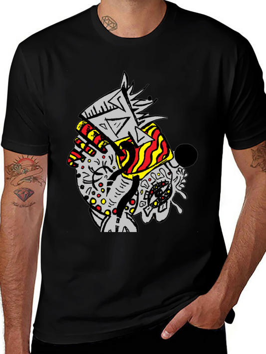 Abstract Graphic Print Black T-Shirt for Men
