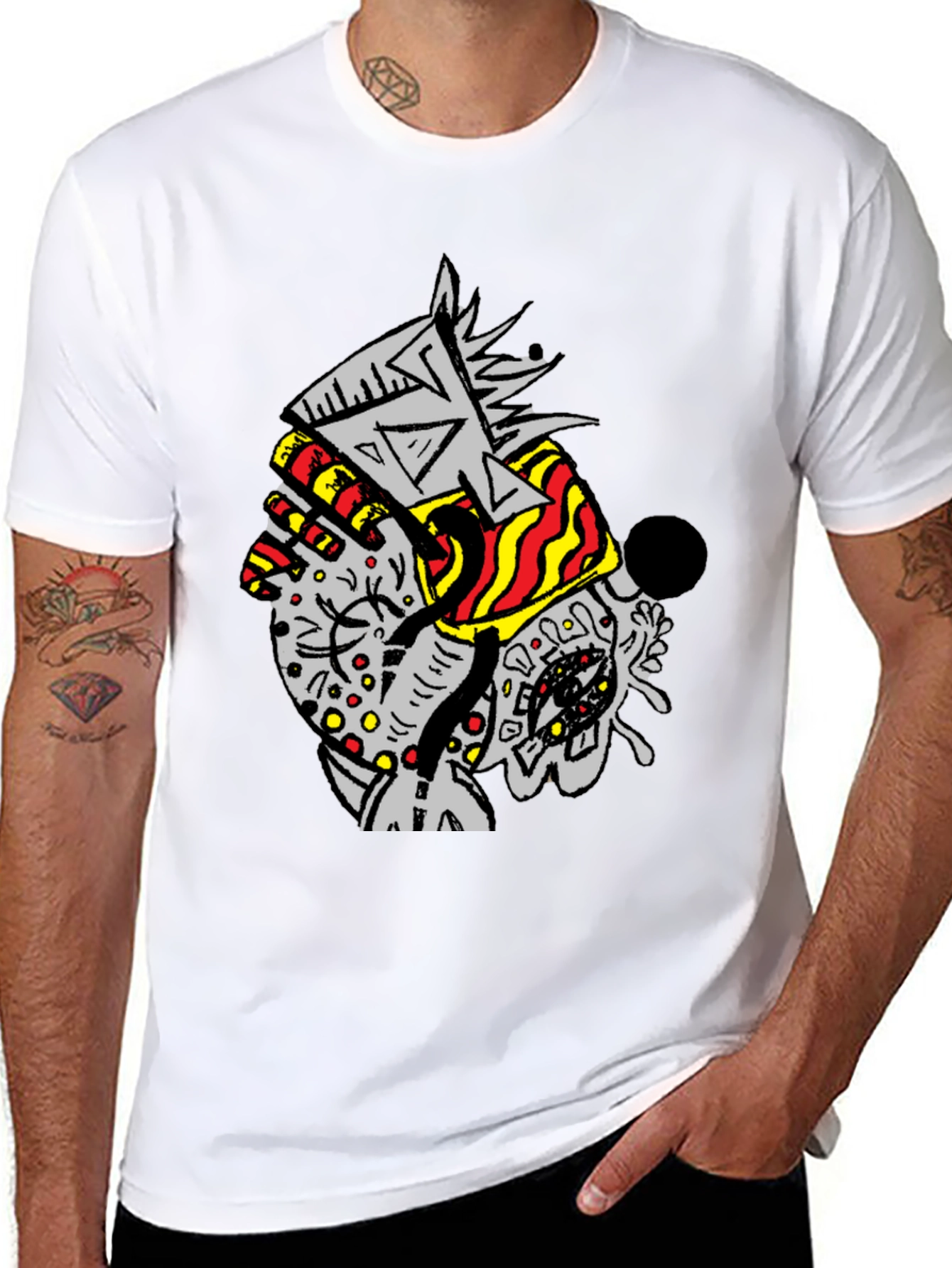 Abstract Graphic Print Black T-Shirt for Men
