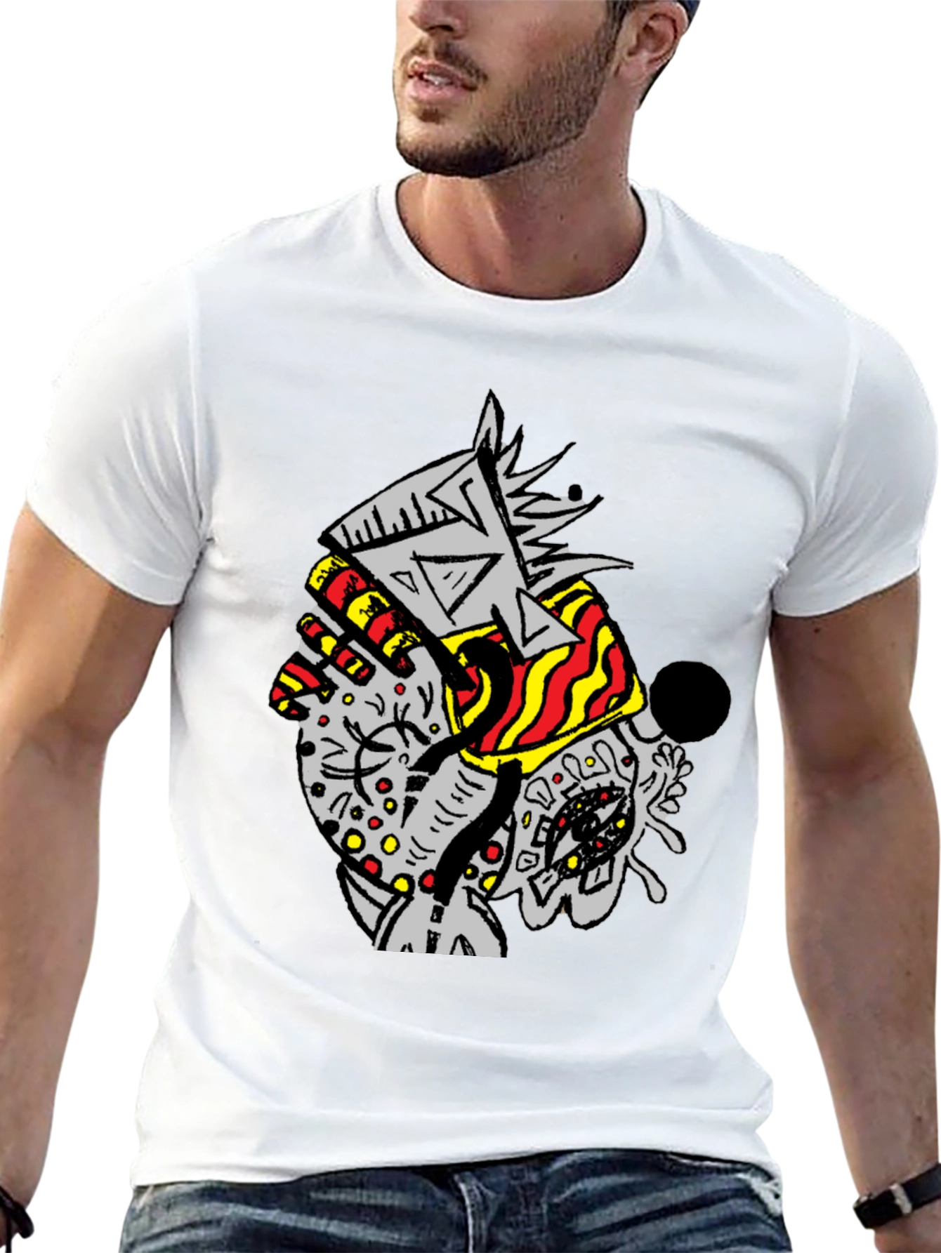 Abstract Graphic Print Black T-Shirt for Men