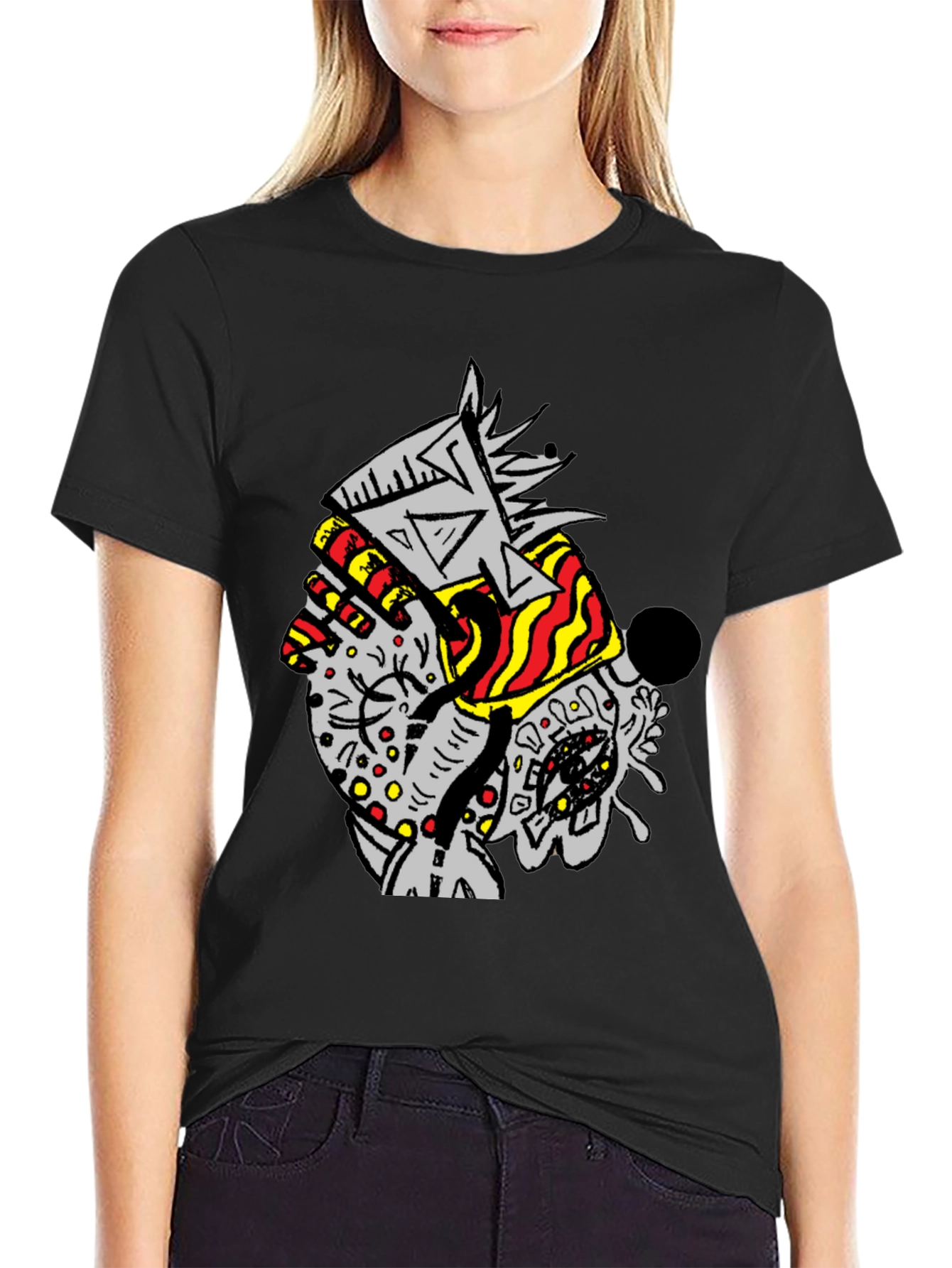 Abstract Graphic Print Black T-Shirt for Men