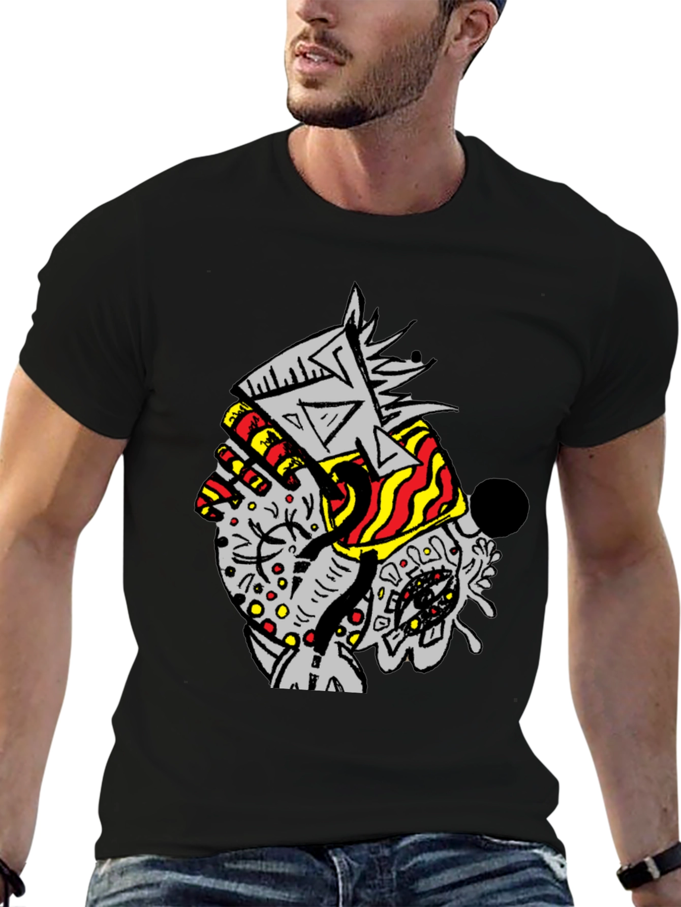 Abstract Graphic Print Black T-Shirt for Men