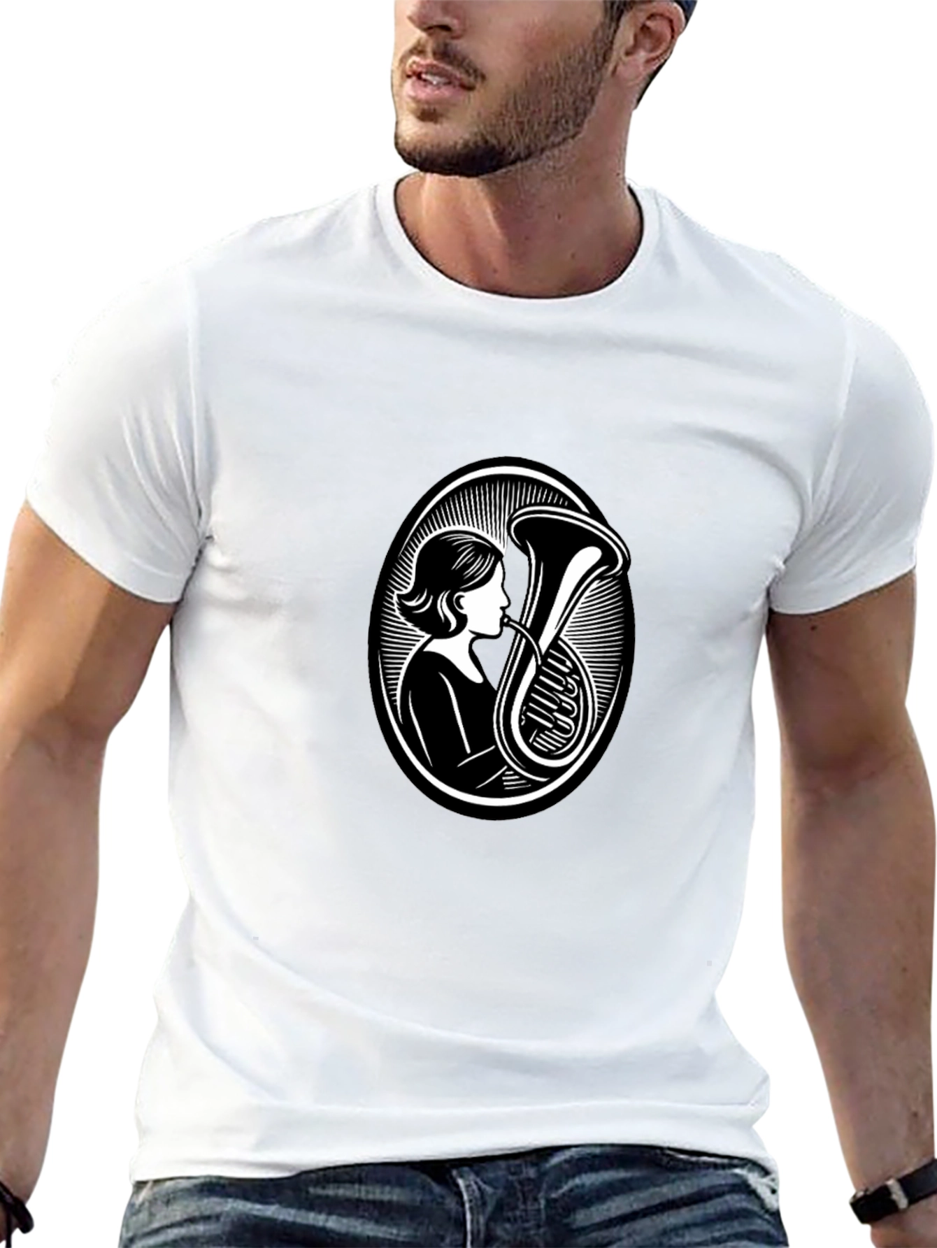 Tuba Player Black T-Shirt - Music Lover Apparel