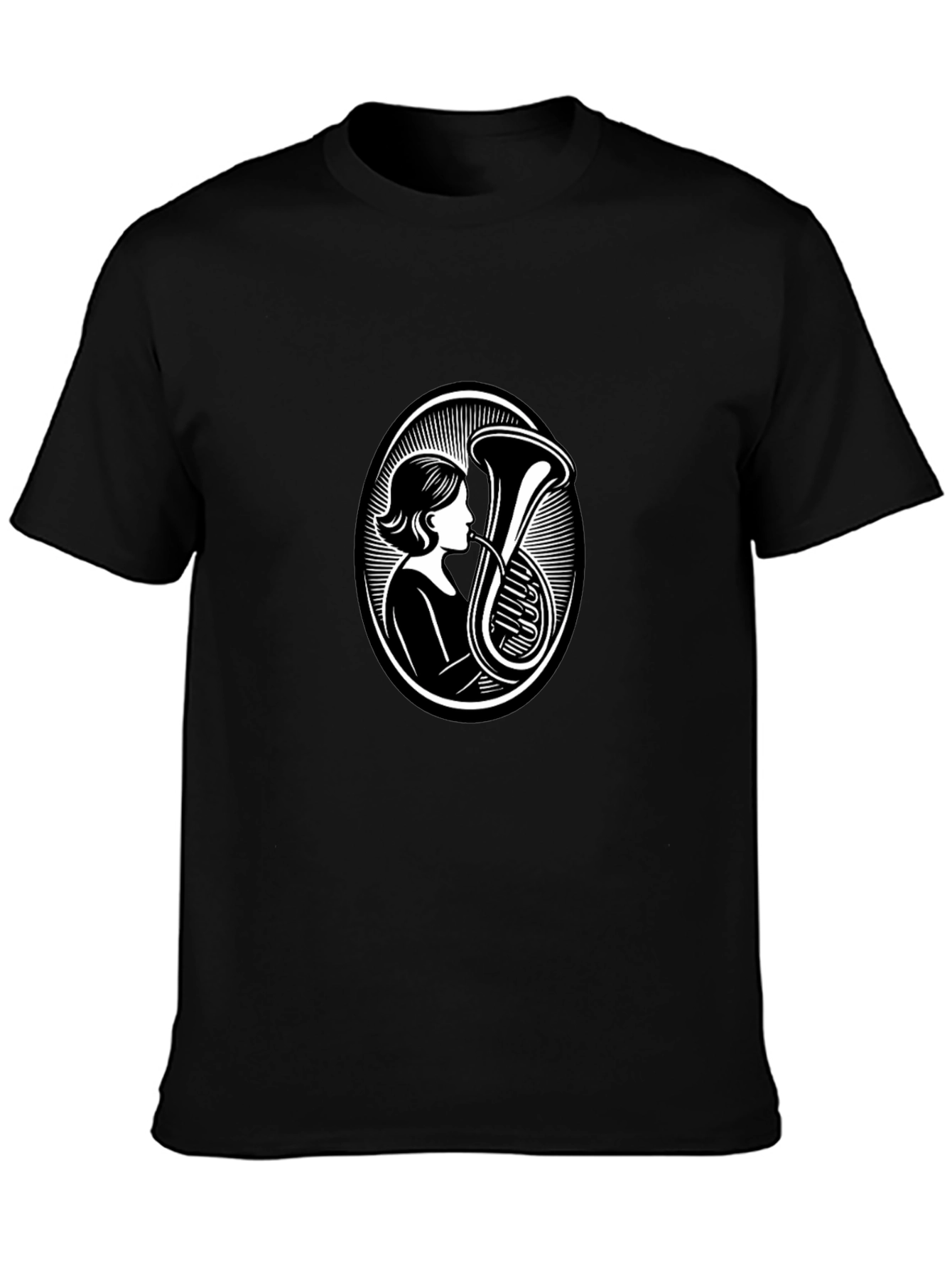 Tuba Player Black T-Shirt - Music Lover Apparel