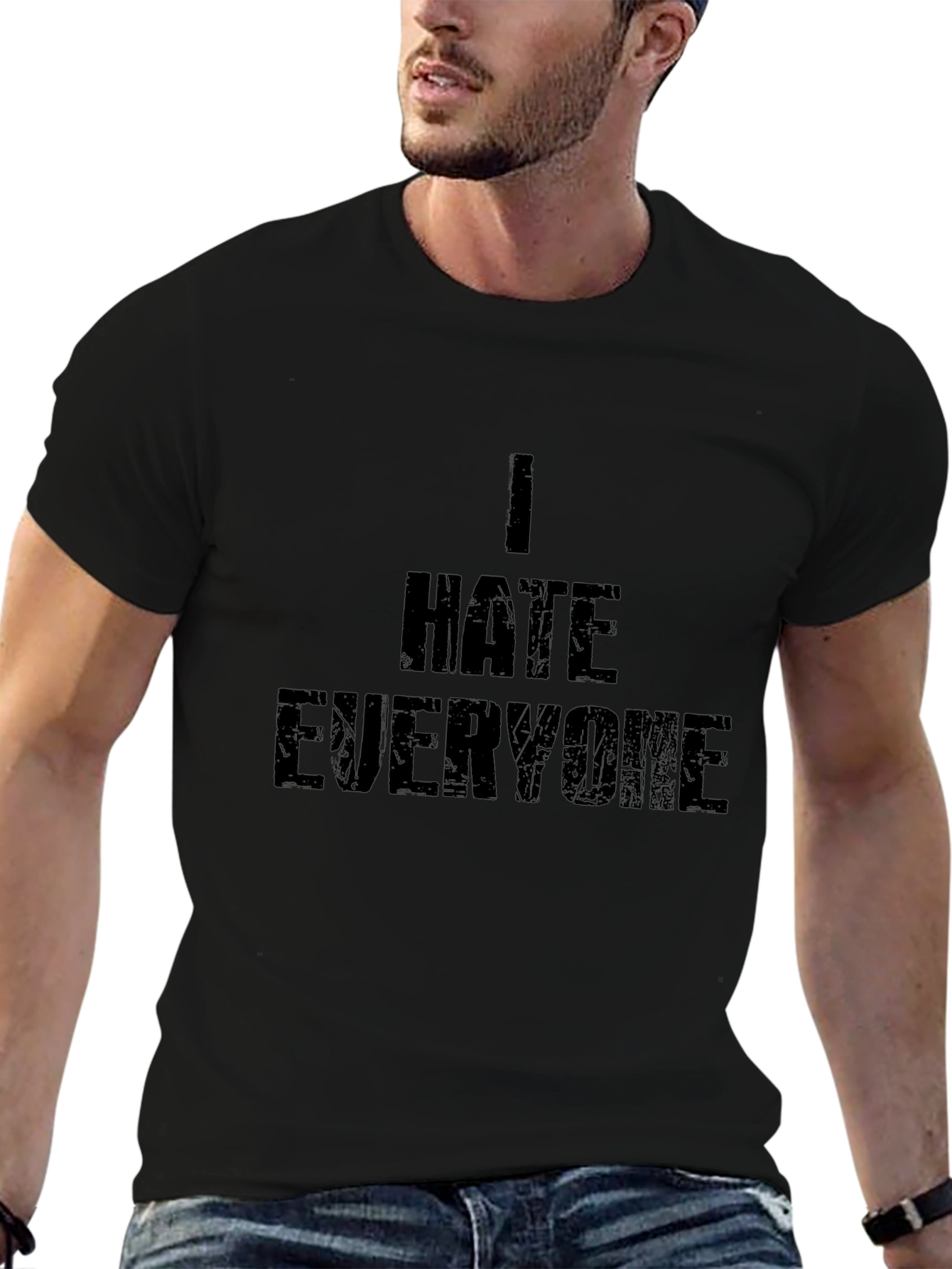 I Hate Everyone Graphic Tee - Black Cotton Blend