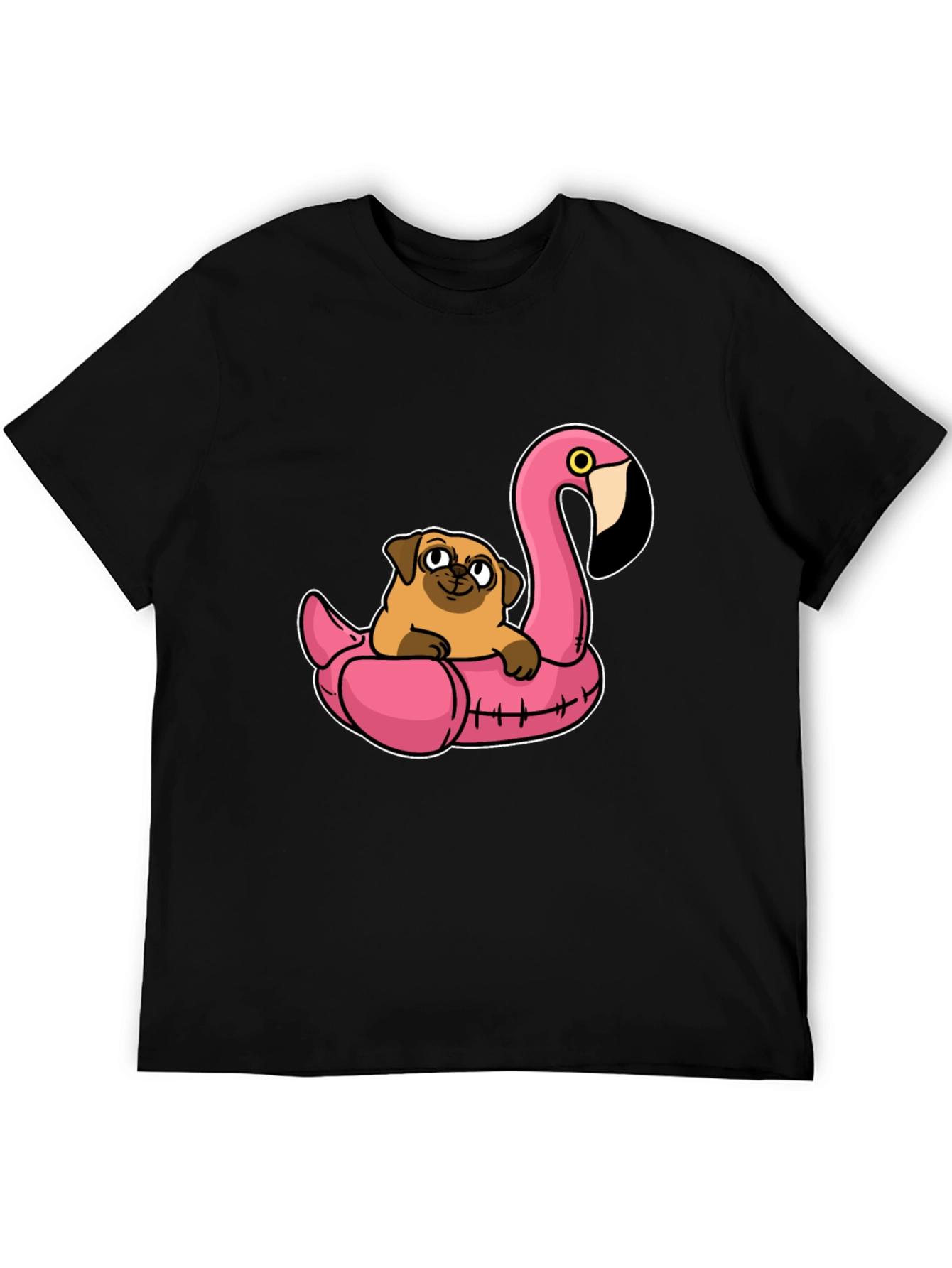 Pug on Flamingo Float T-Shirt