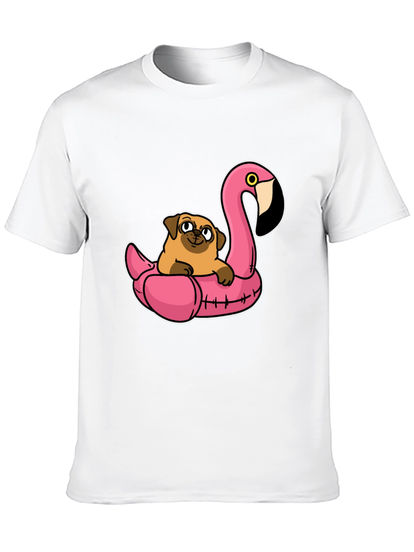 Pug on Flamingo Float T-Shirt
