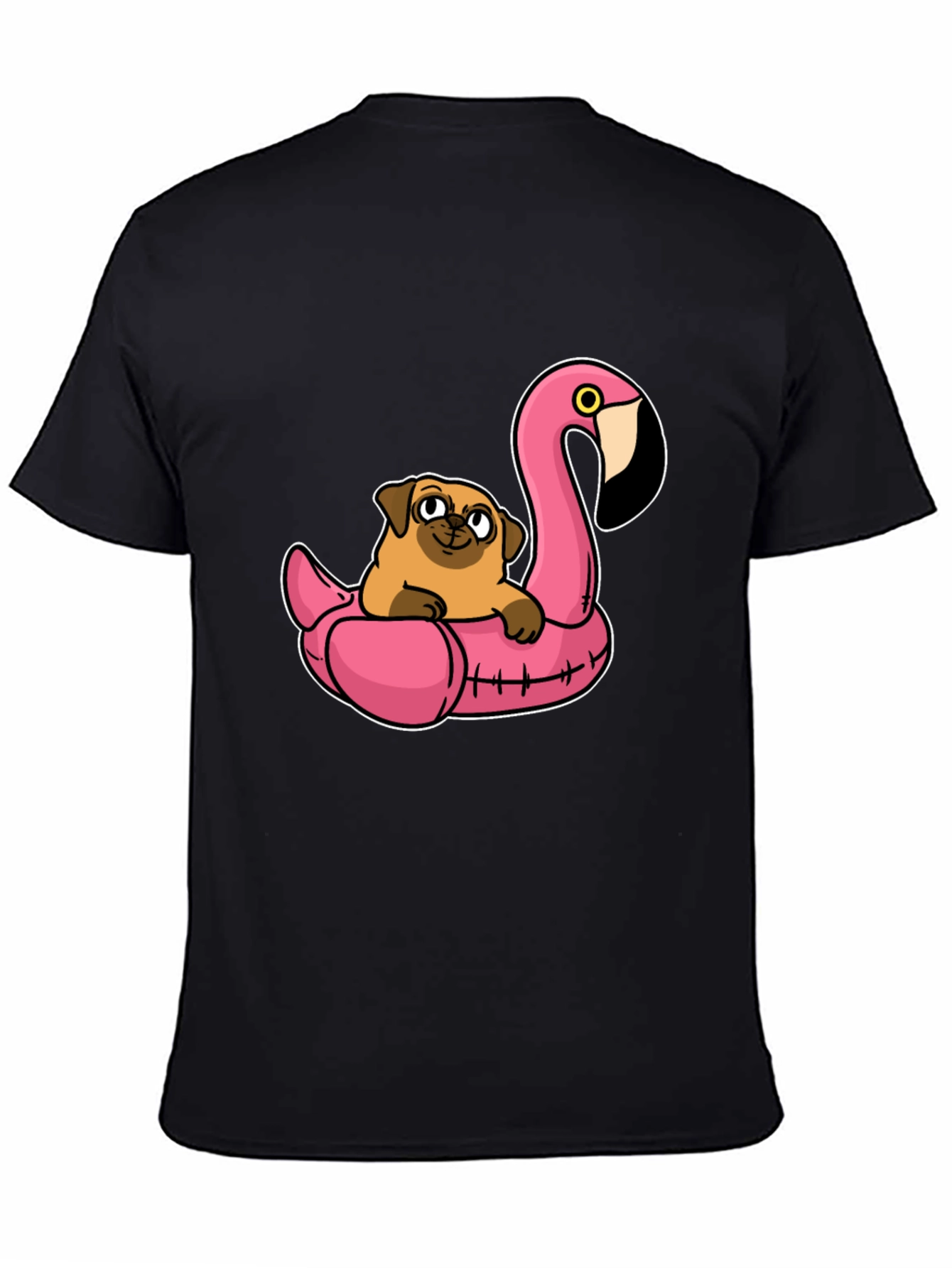Pug on Flamingo Float T-Shirt