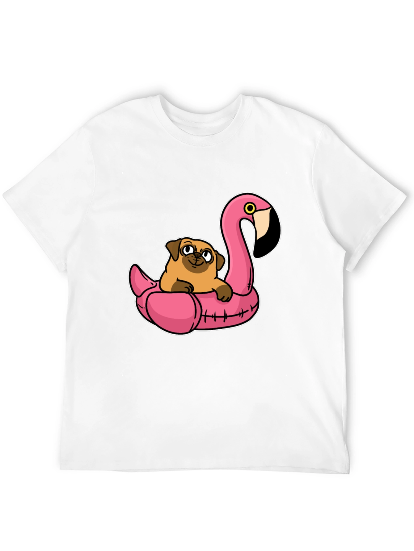 Pug on Flamingo Float T-Shirt