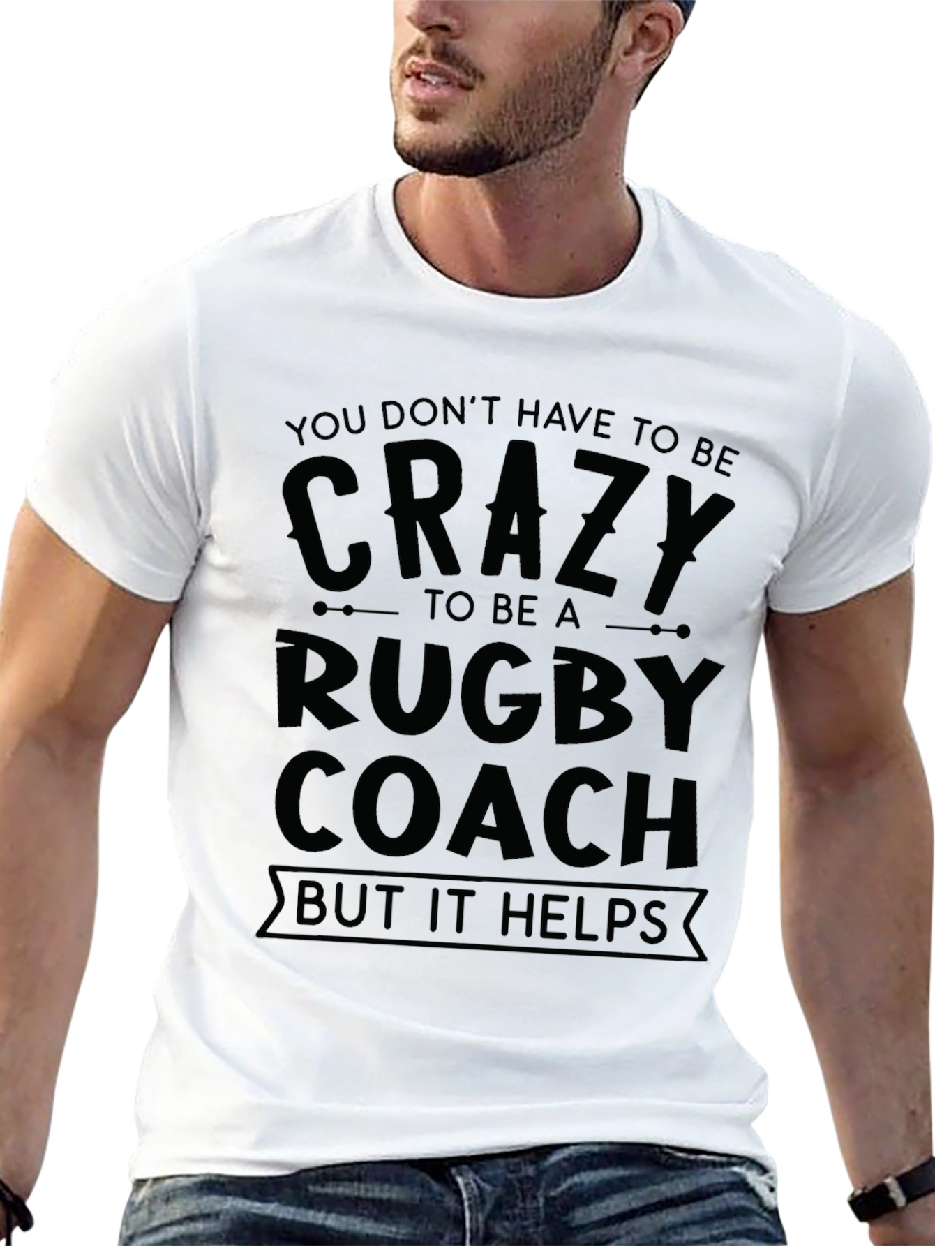Crazy Rugby Coach T-Shirt - Black Graphic Tee