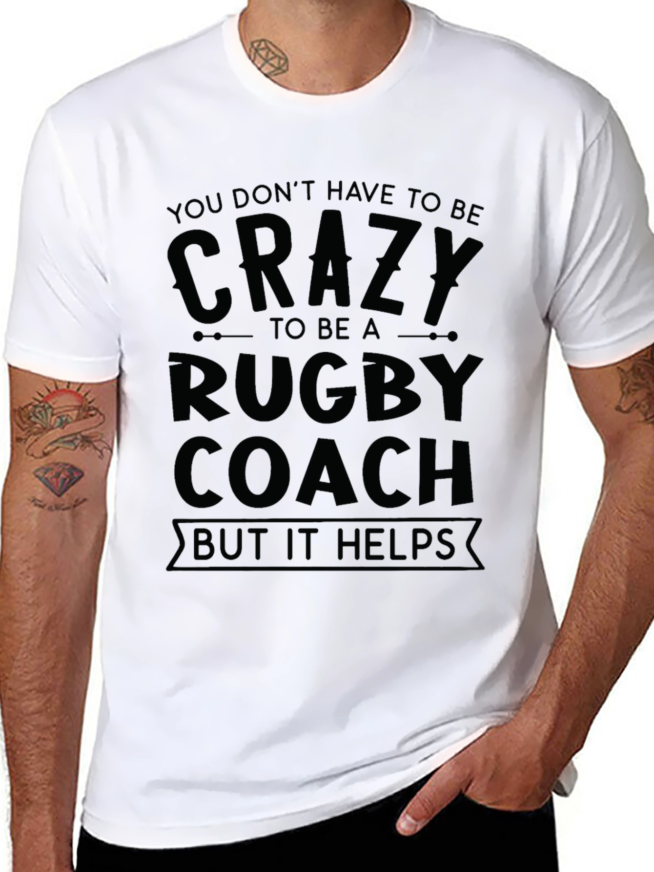 Crazy Rugby Coach T-Shirt - Black Graphic Tee