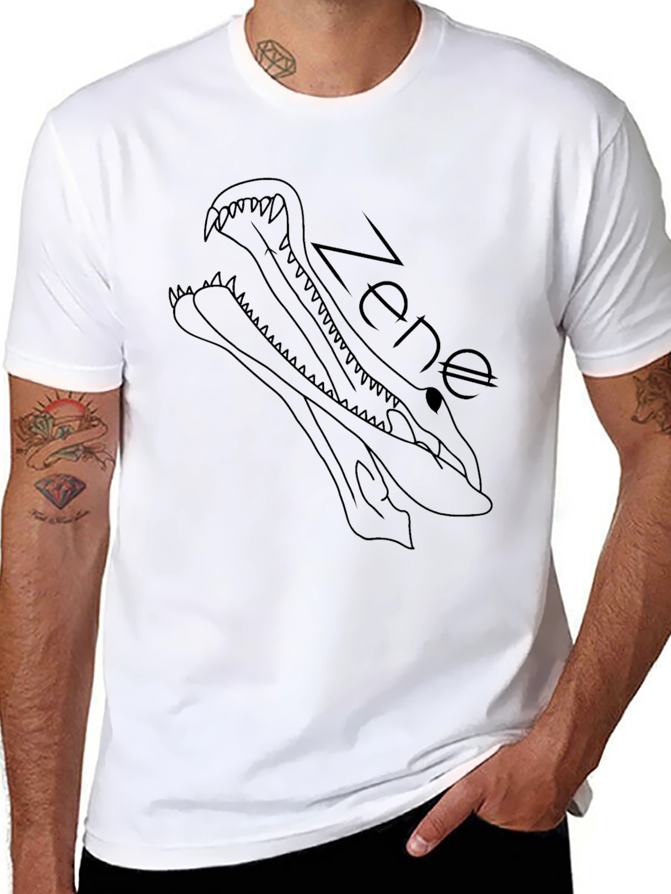 Zene Alligator Graphic Tee - Stylish Black T-Shirt
