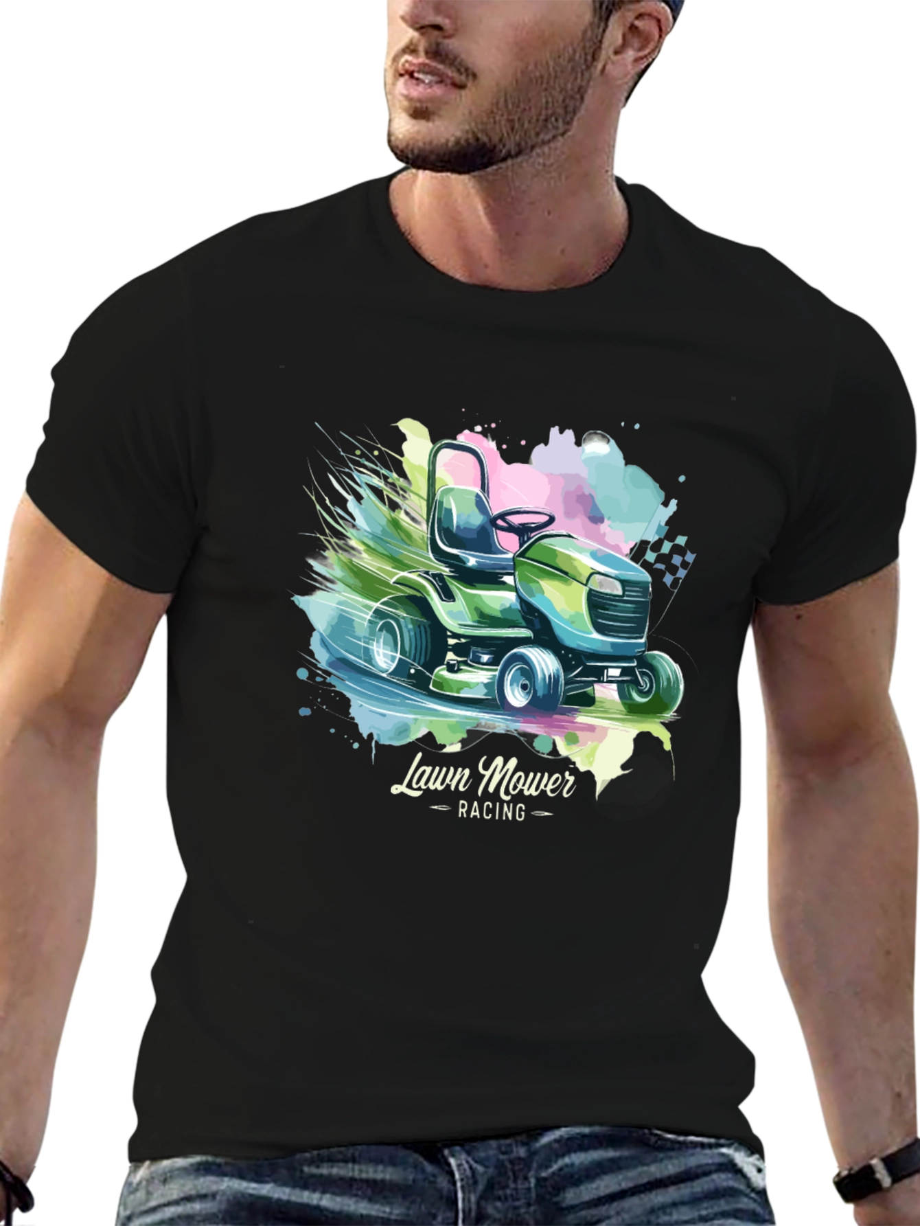 Lawn Mower Racing Graphic Tee
