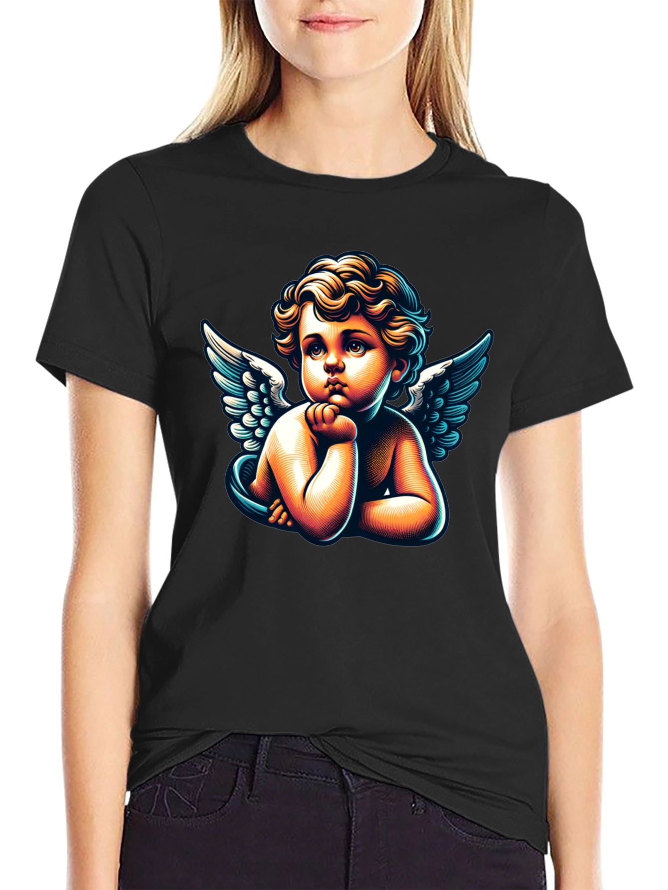 Cherub Angel Graphic Tee - Classic Black T-Shirt