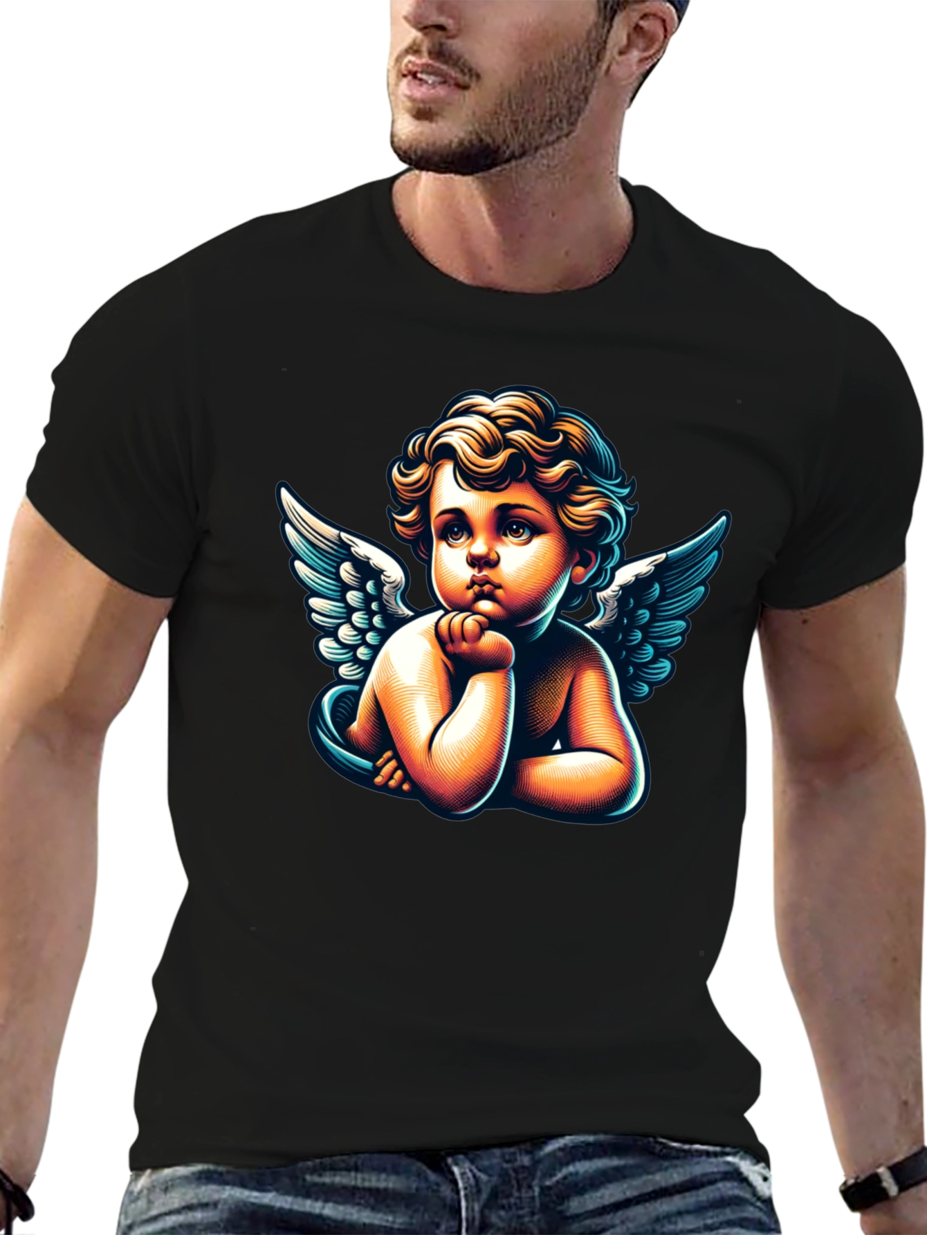 Cherub Angel Graphic Tee - Classic Black T-Shirt