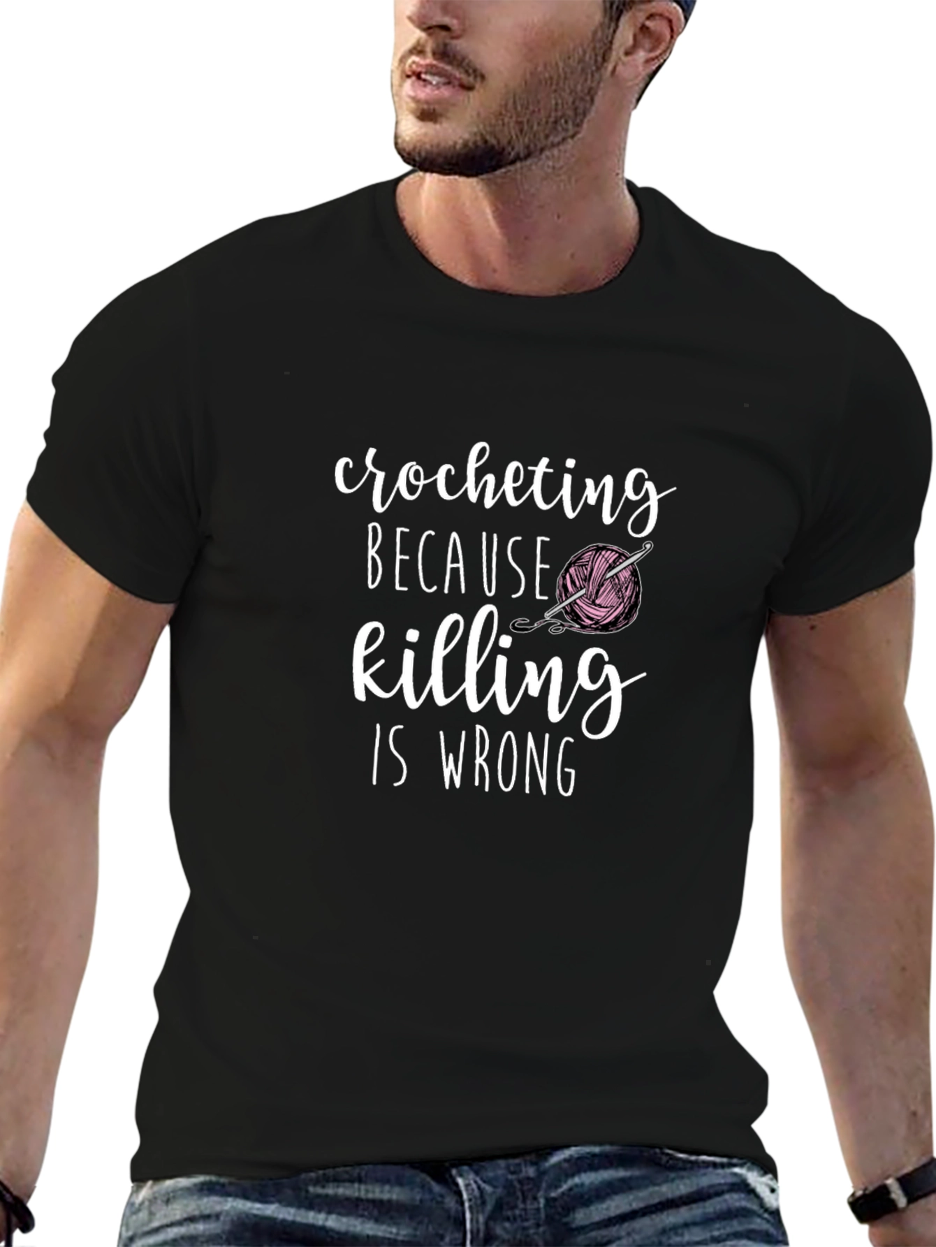 Crocheting Because Killing Is Wrong Graphic T-Shirt
