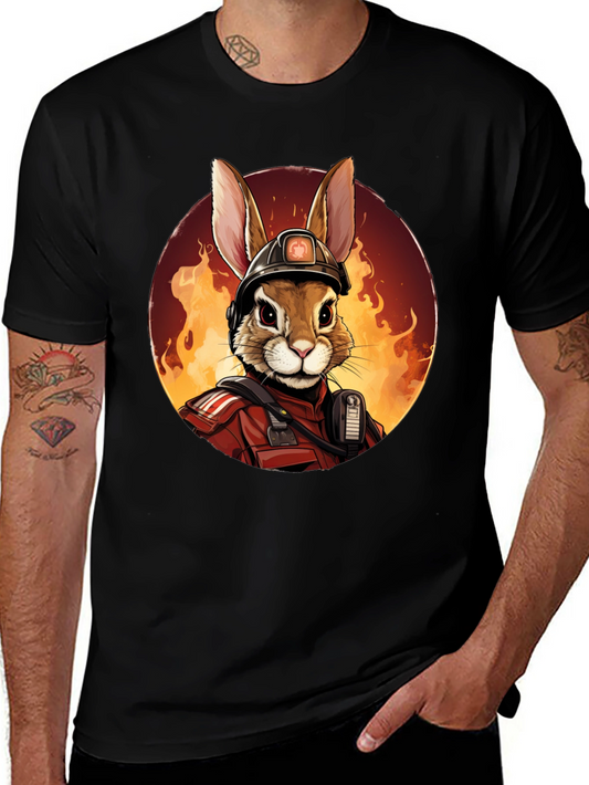 Rabbit Firefighter Graphic Tee - Black