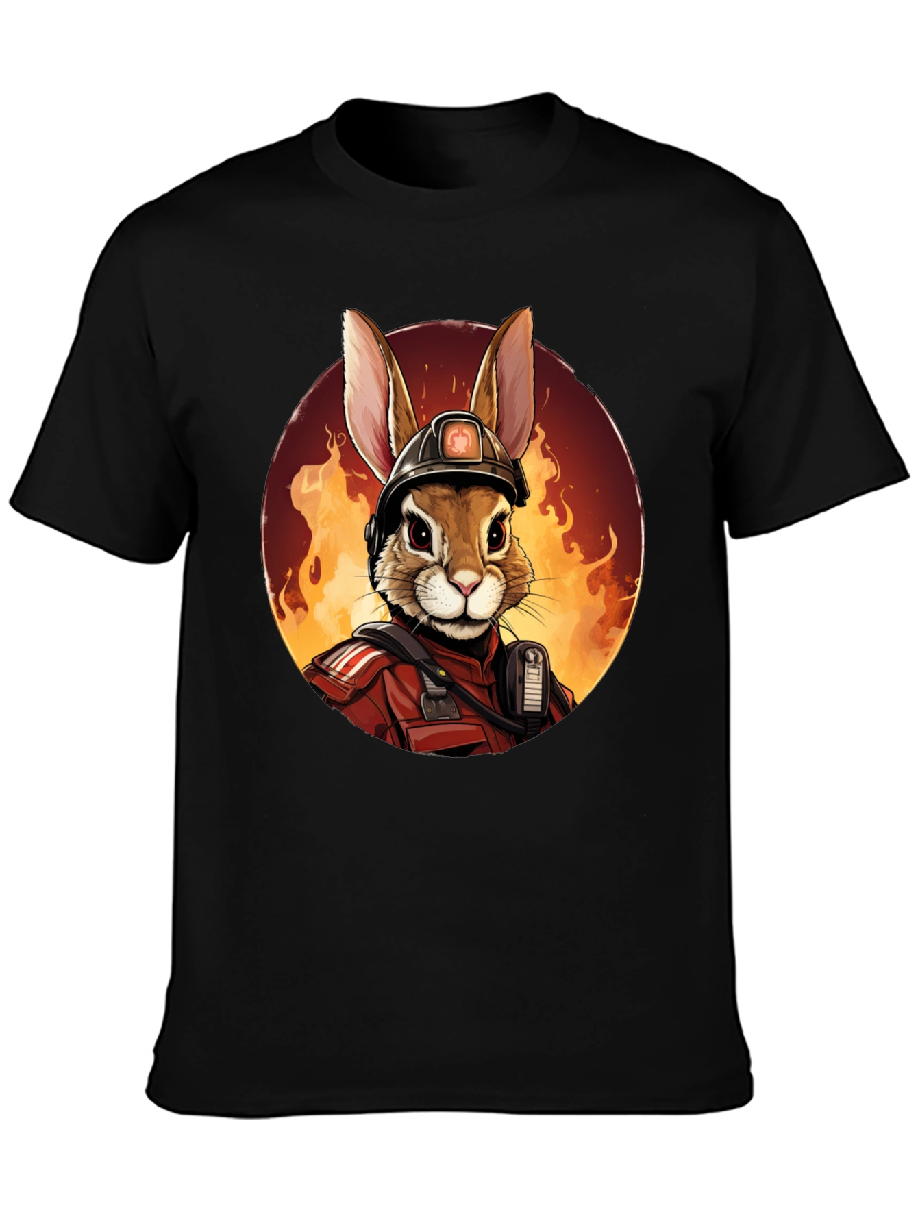 Rabbit Firefighter Graphic Tee - Black