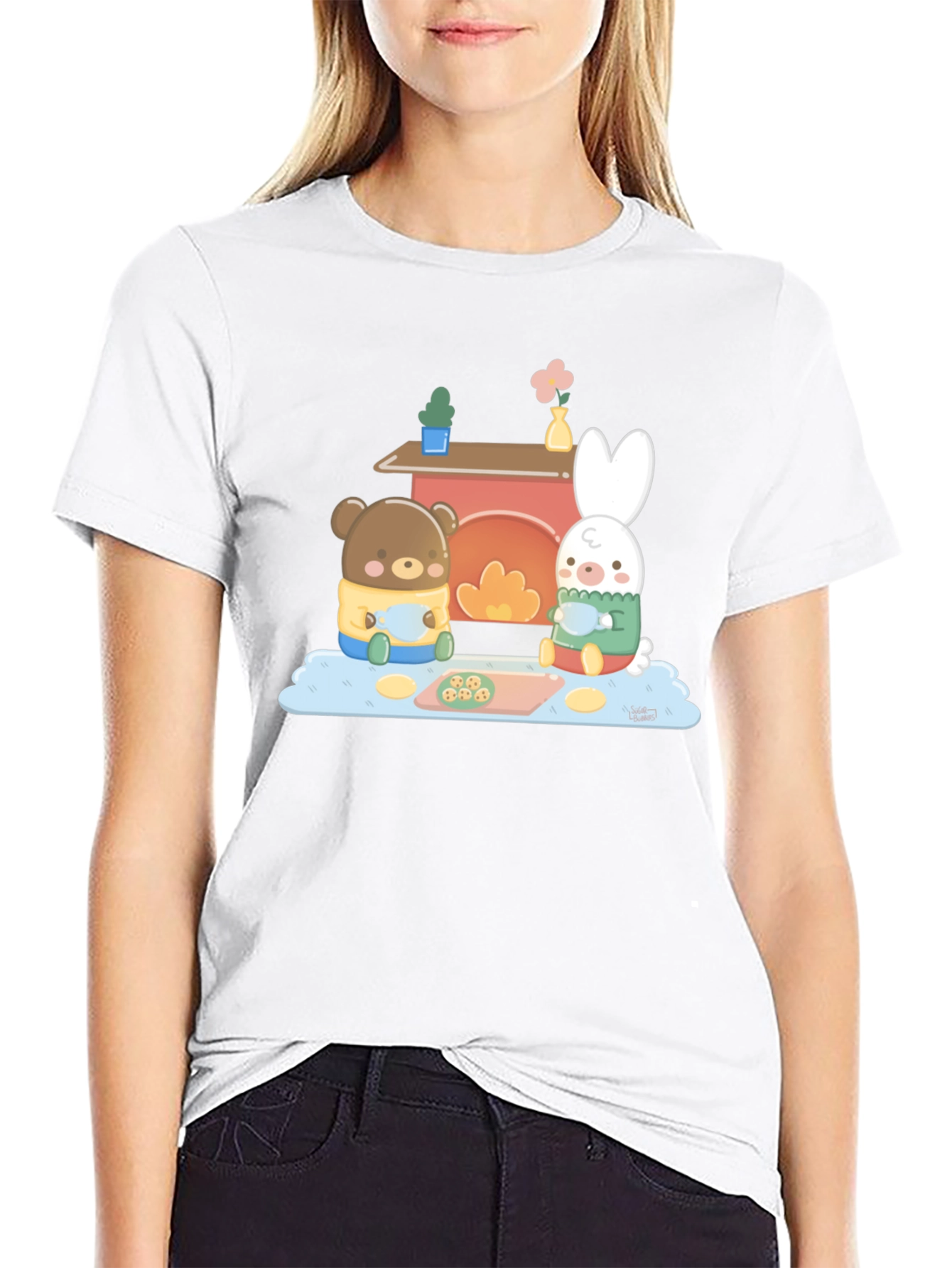 Cute Bear & Bunny Baking T-Shirt