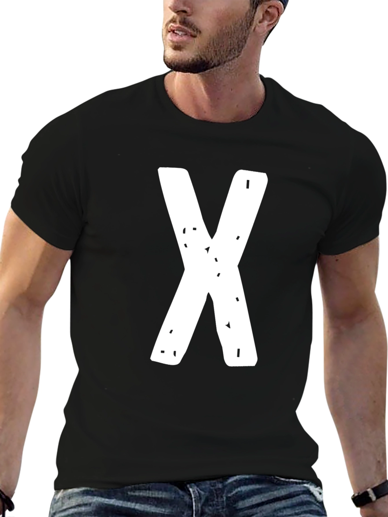 Bold X Graphic Tee - Casual Black T-Shirt