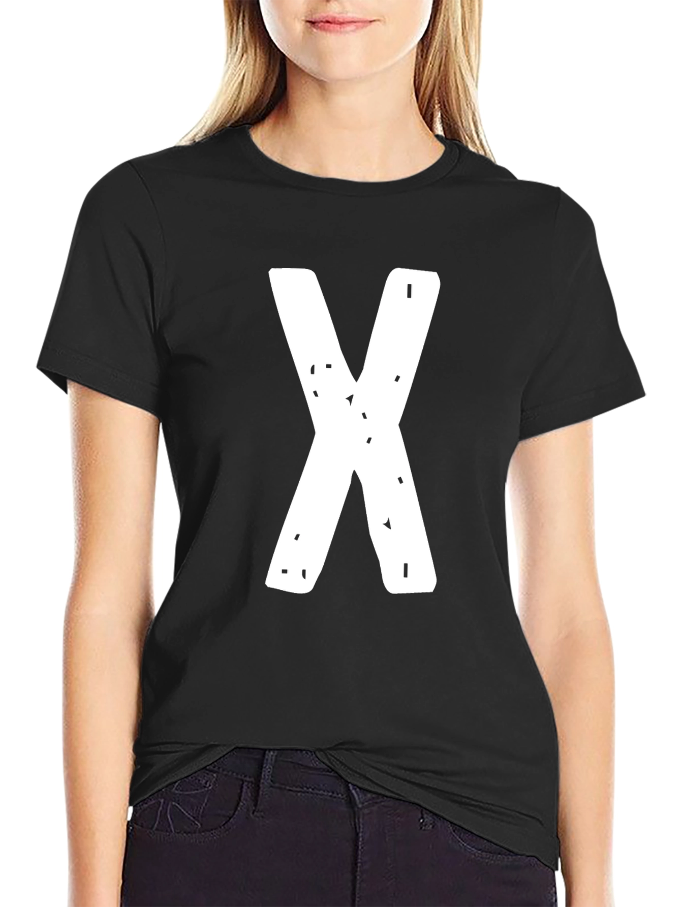 Bold X Graphic Tee - Casual Black T-Shirt