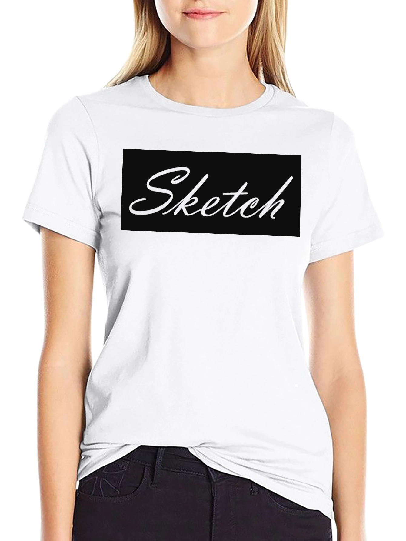 Mens Black Sketch Graphic Crew Neck T-Shirt