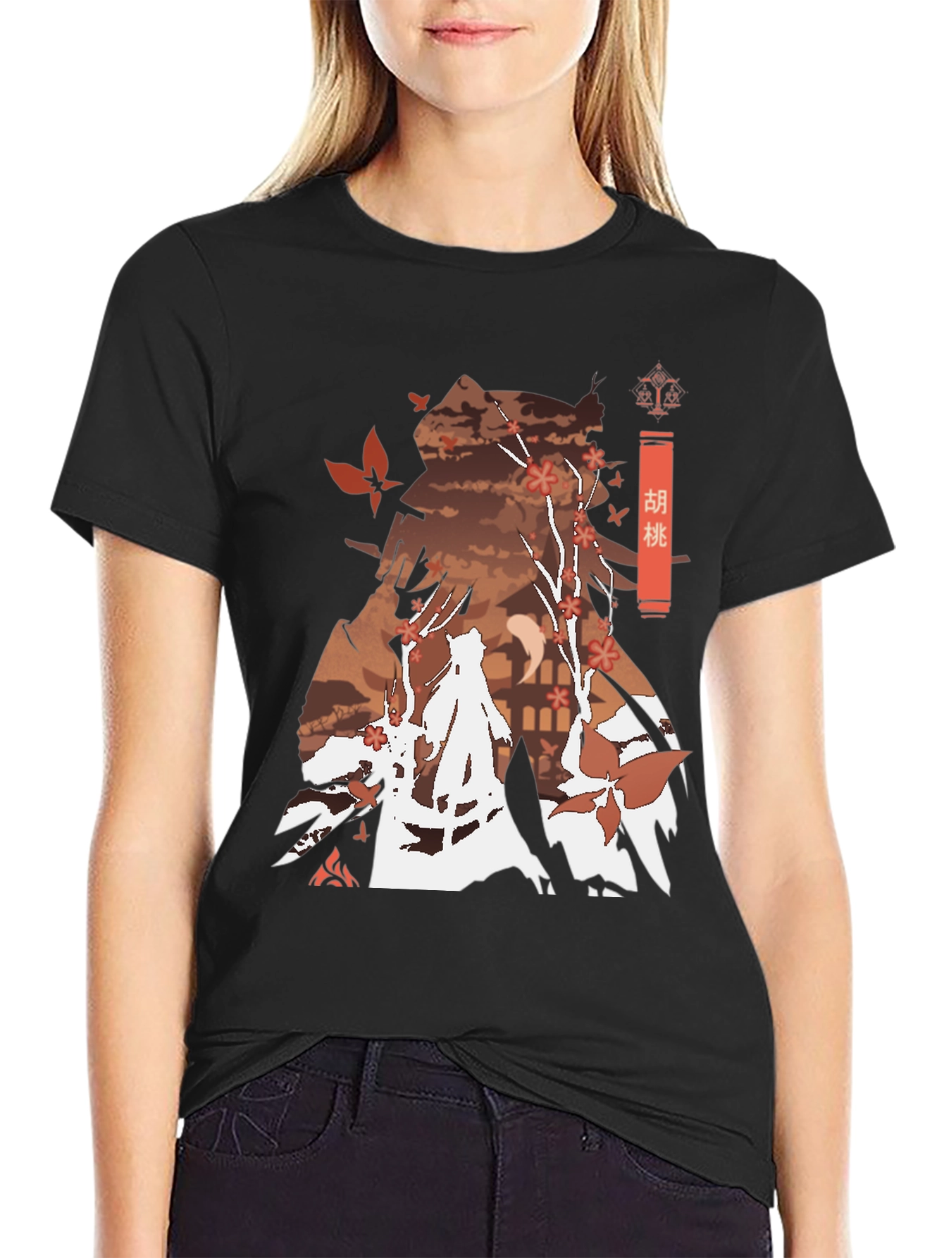 Hu Tao Genshin Impact Anime Style Black Tee