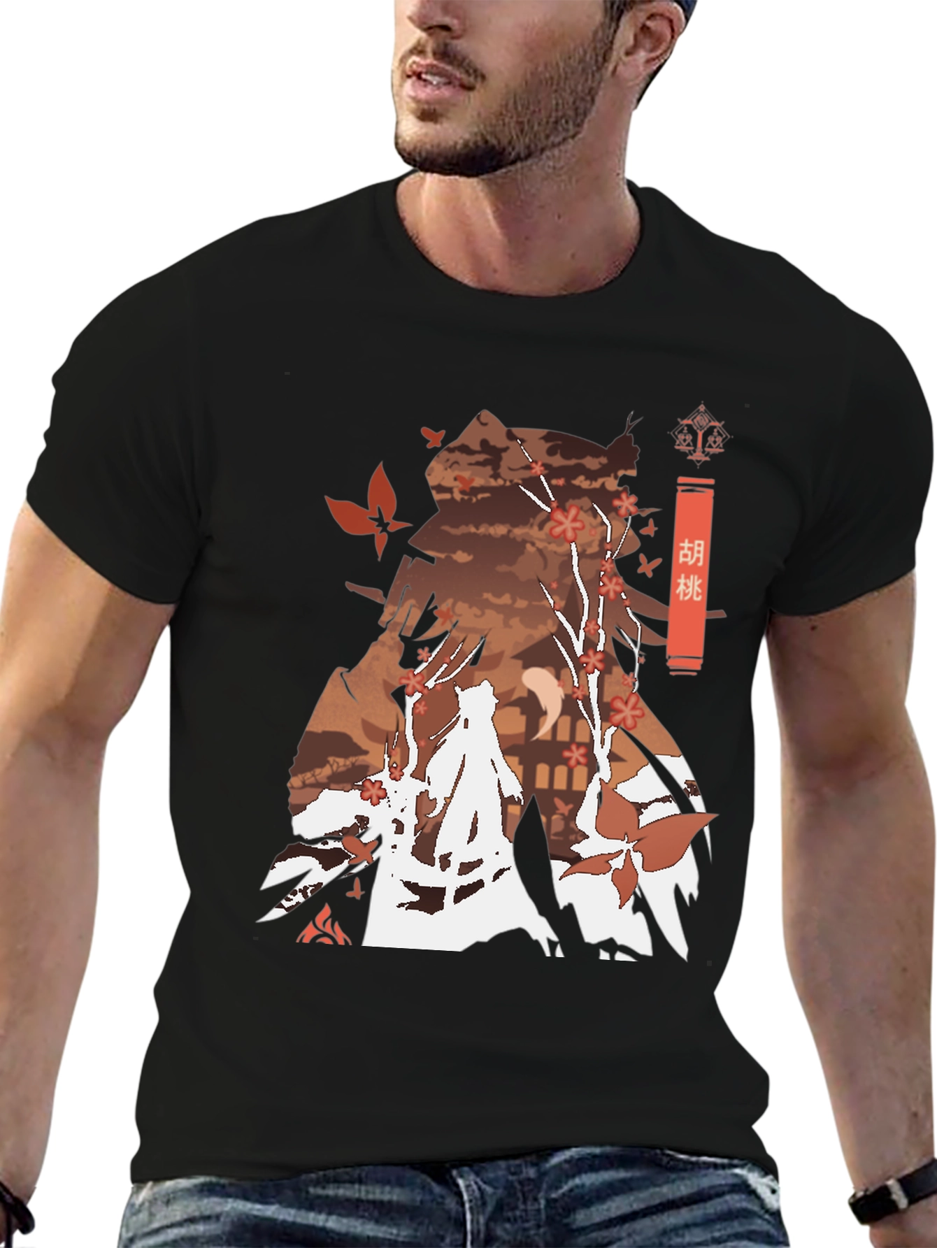 Hu Tao Genshin Impact Anime Style Black Tee