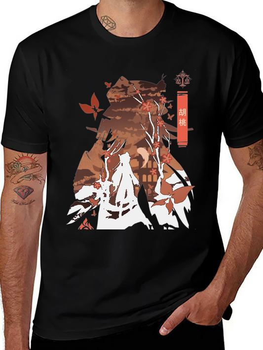 Hu Tao Genshin Impact Anime Style Black Tee