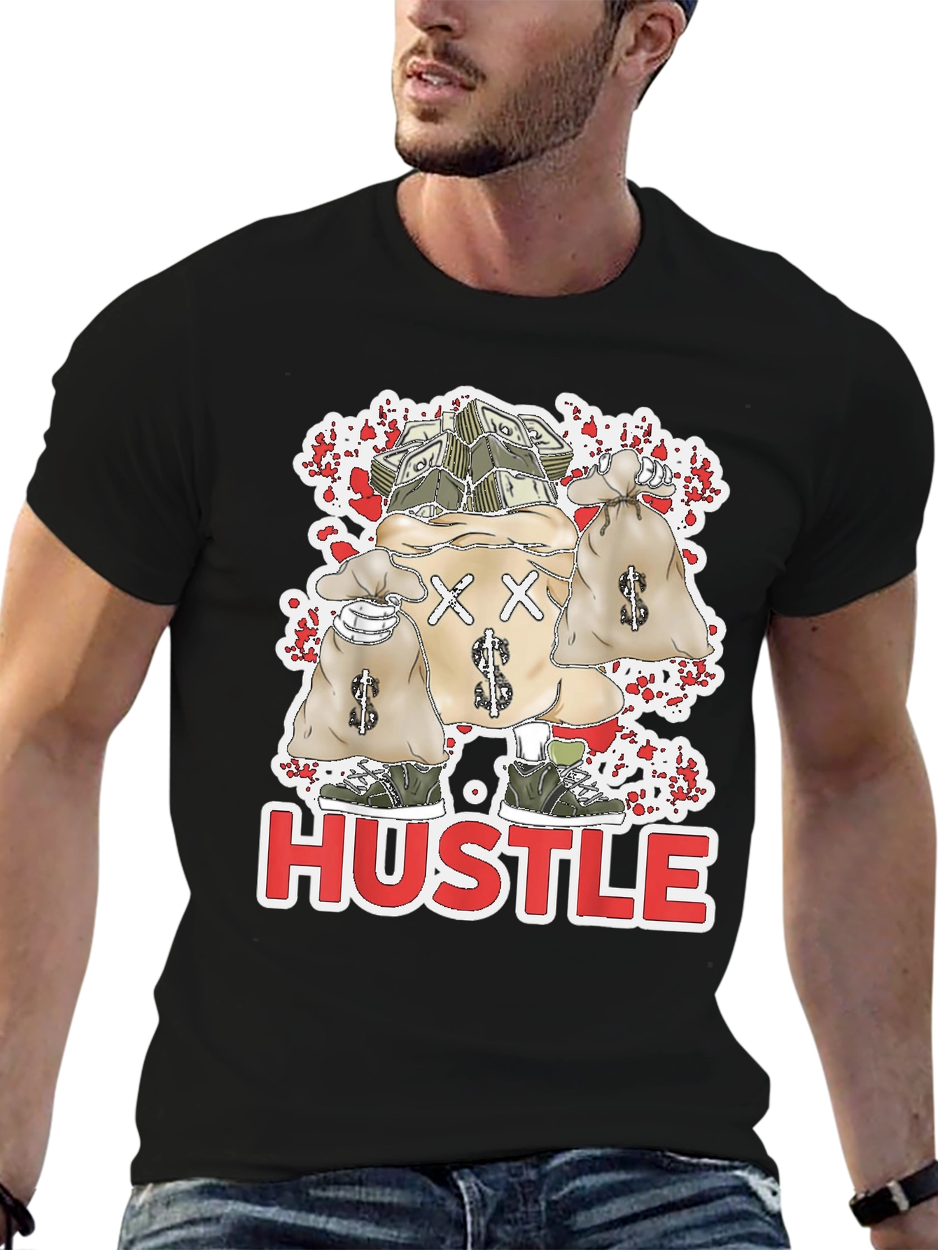 Hustle Money Bags Graphic T-Shirt