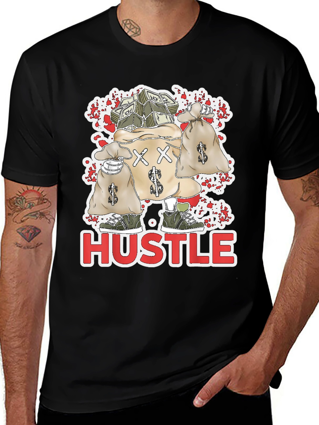 Hustle Money Bags Graphic T-Shirt