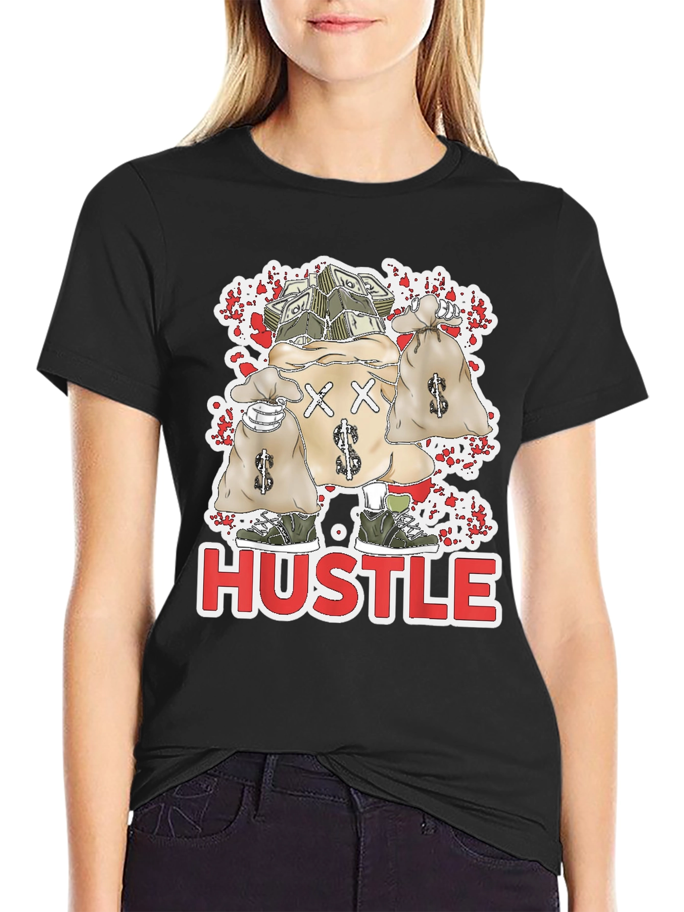 Hustle Money Bags Graphic T-Shirt