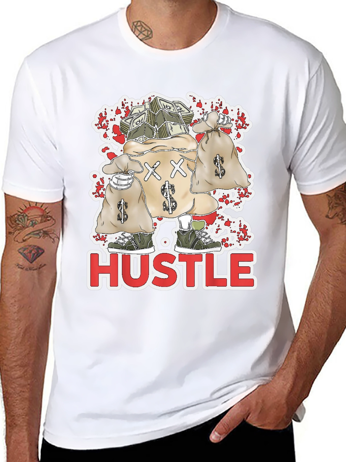 Hustle Money Bags Graphic T-Shirt