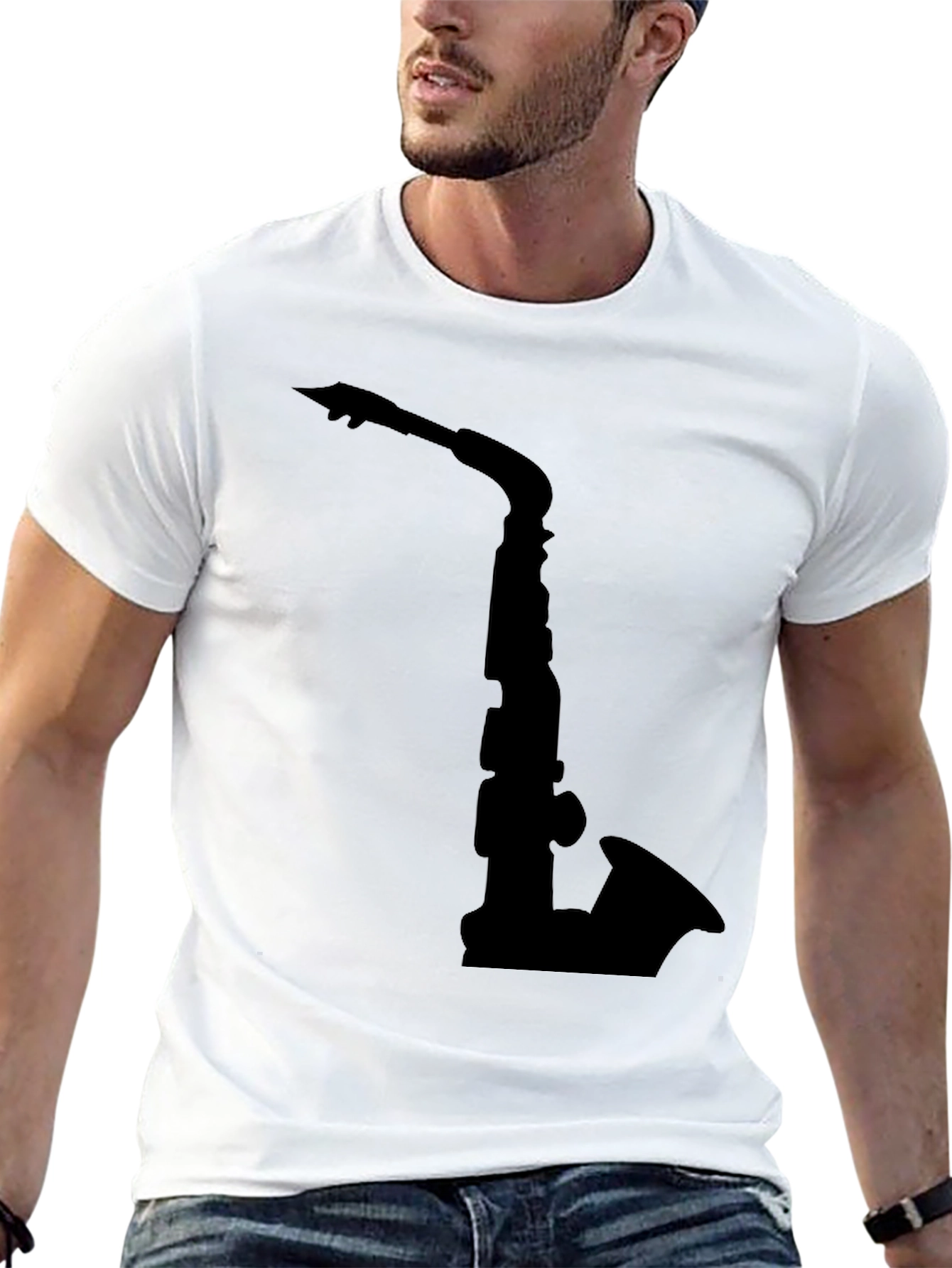 Saxophone Graphic Tee - Black Cotton Comfort