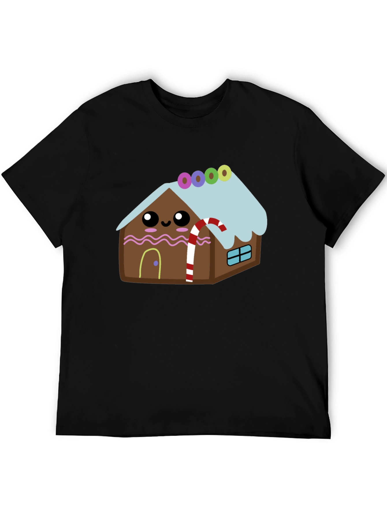 Cute Gingerbread House Graphic Tee - Festive Holiday Shirt